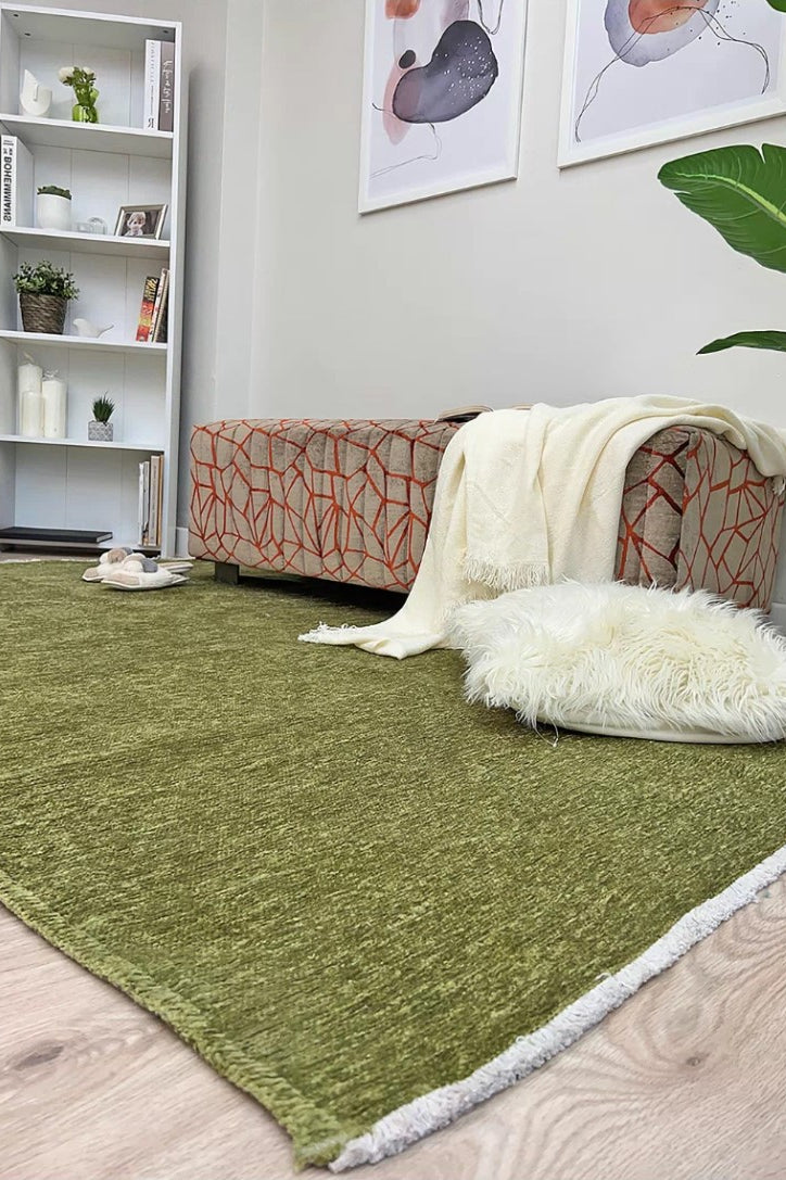 Boho Green Flatweave Rug