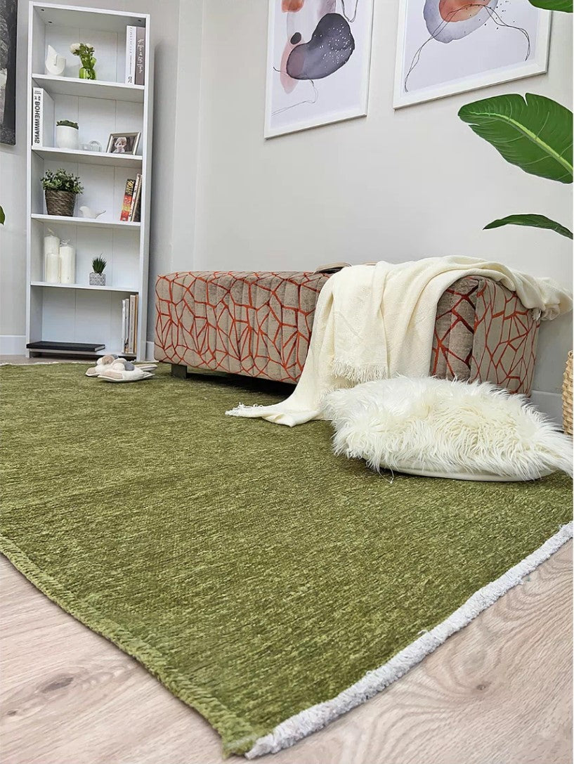 Boho Green Flatweave Rug