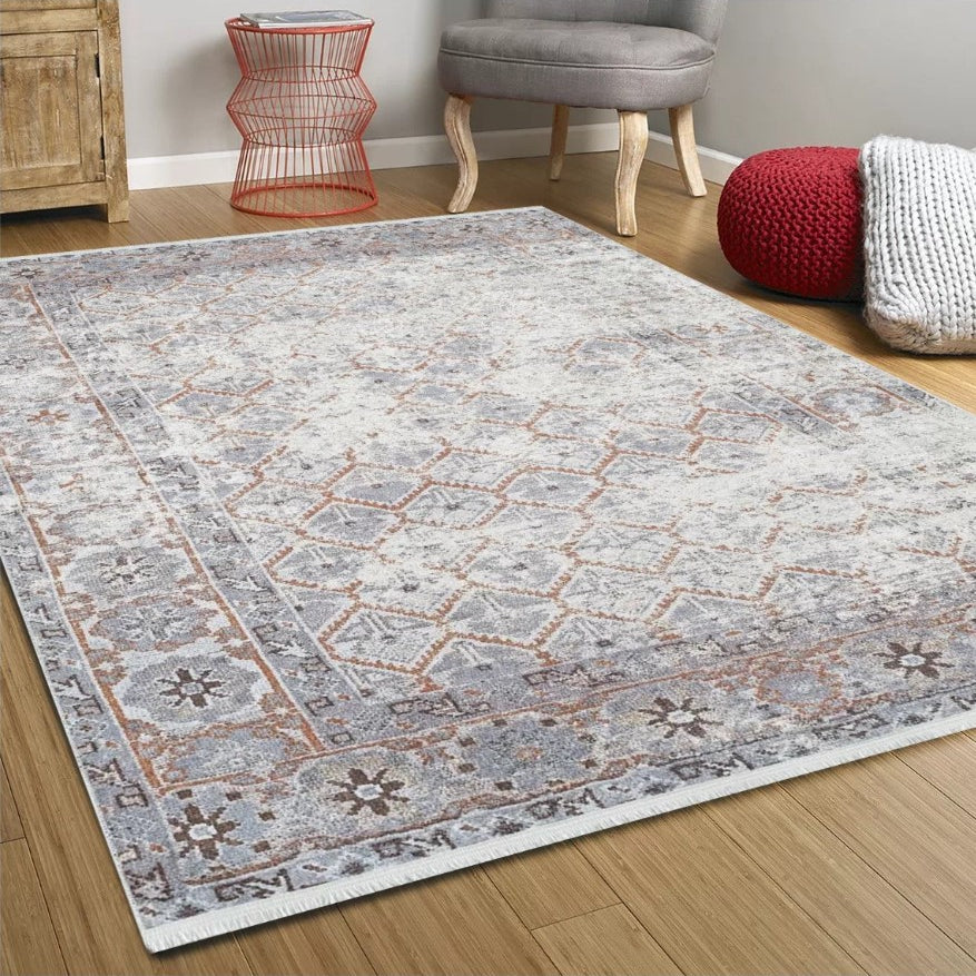 Kaylee Honeycomb Unique Gray Turkish Modern Rug