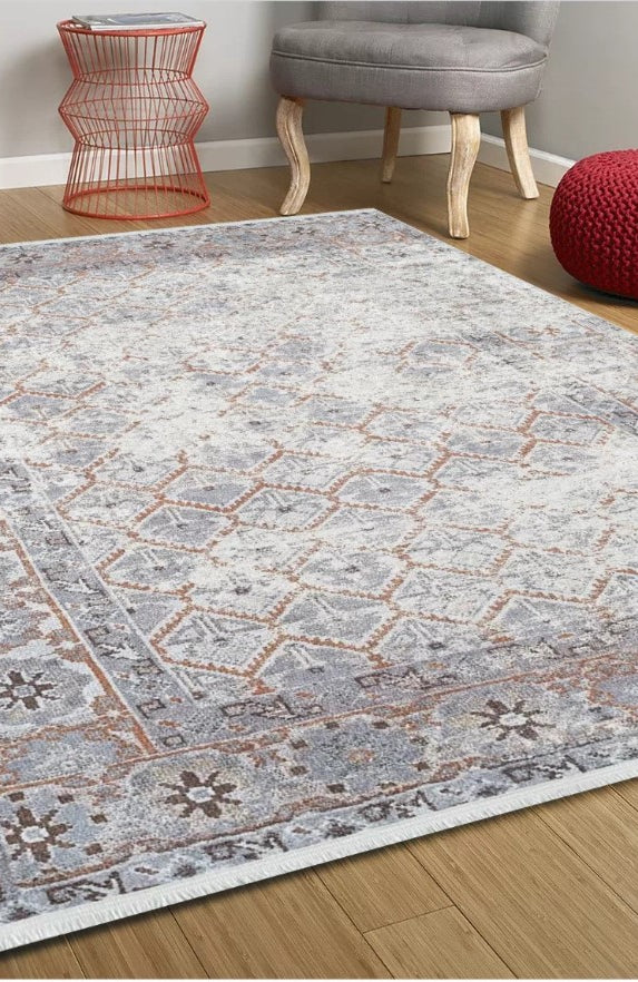 Kaylee Honeycomb Unique Gray Turkish Modern Rug
