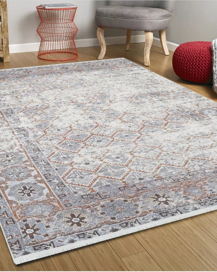 Kaylee Honeycomb Unique Gray Turkish Modern Rug