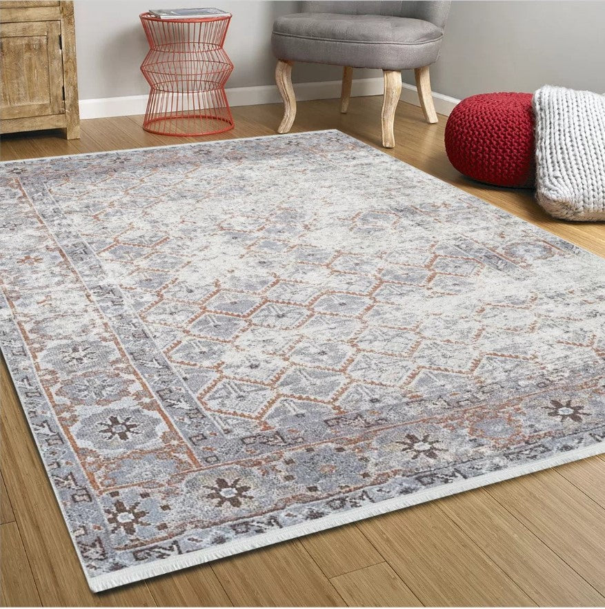 Kaylee Honeycomb Unique Gray Turkish Modern Rug