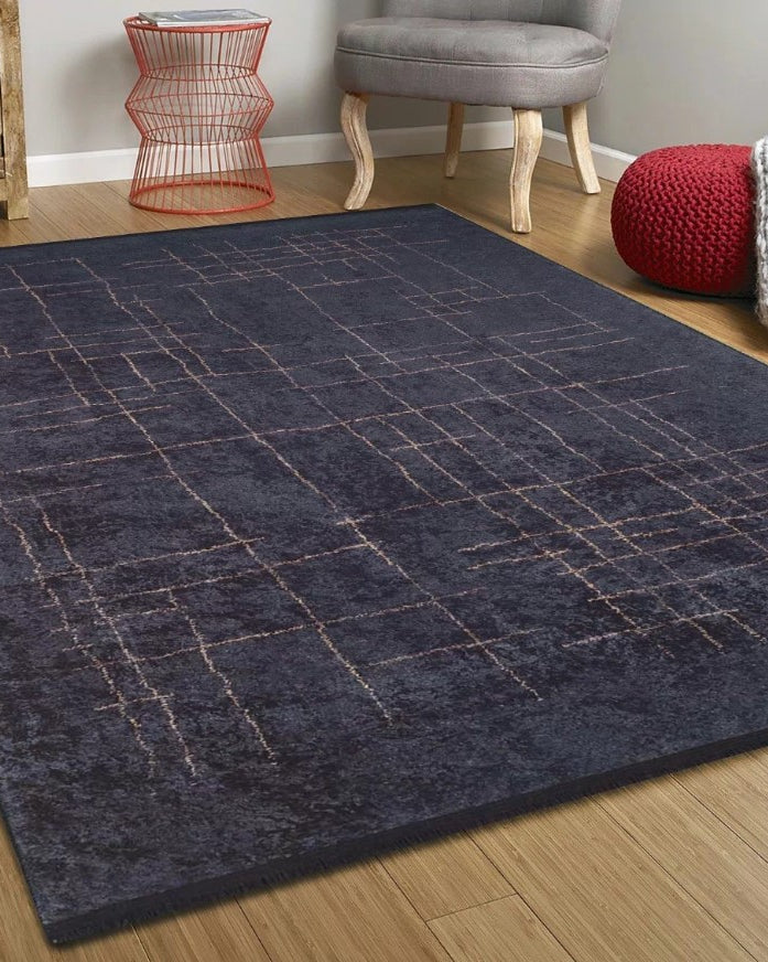 Daniela Trellis Geometric Luxury Black Brown Rug