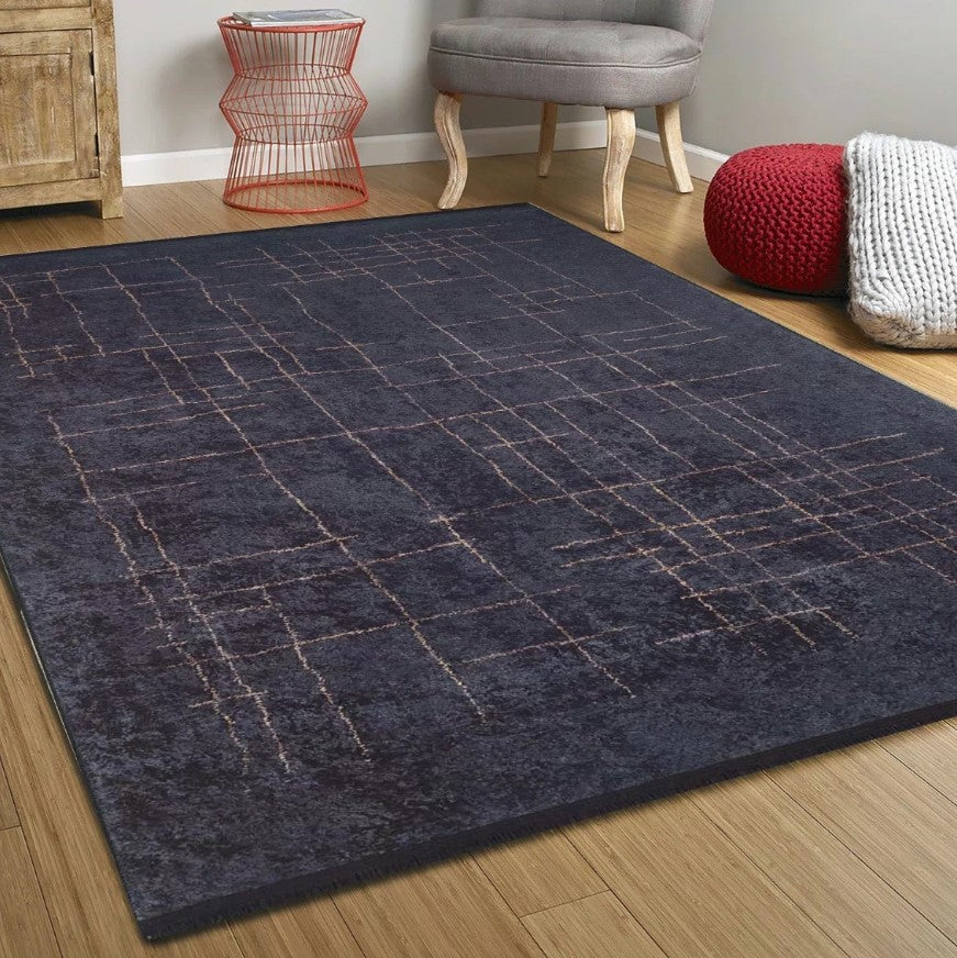 Daniela Trellis Geometric Luxury Black Brown Rug