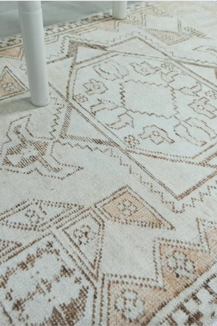 Turkish Rug Beige Pale Blush Orange Vintage Bath Mat Geometric Area Rugs