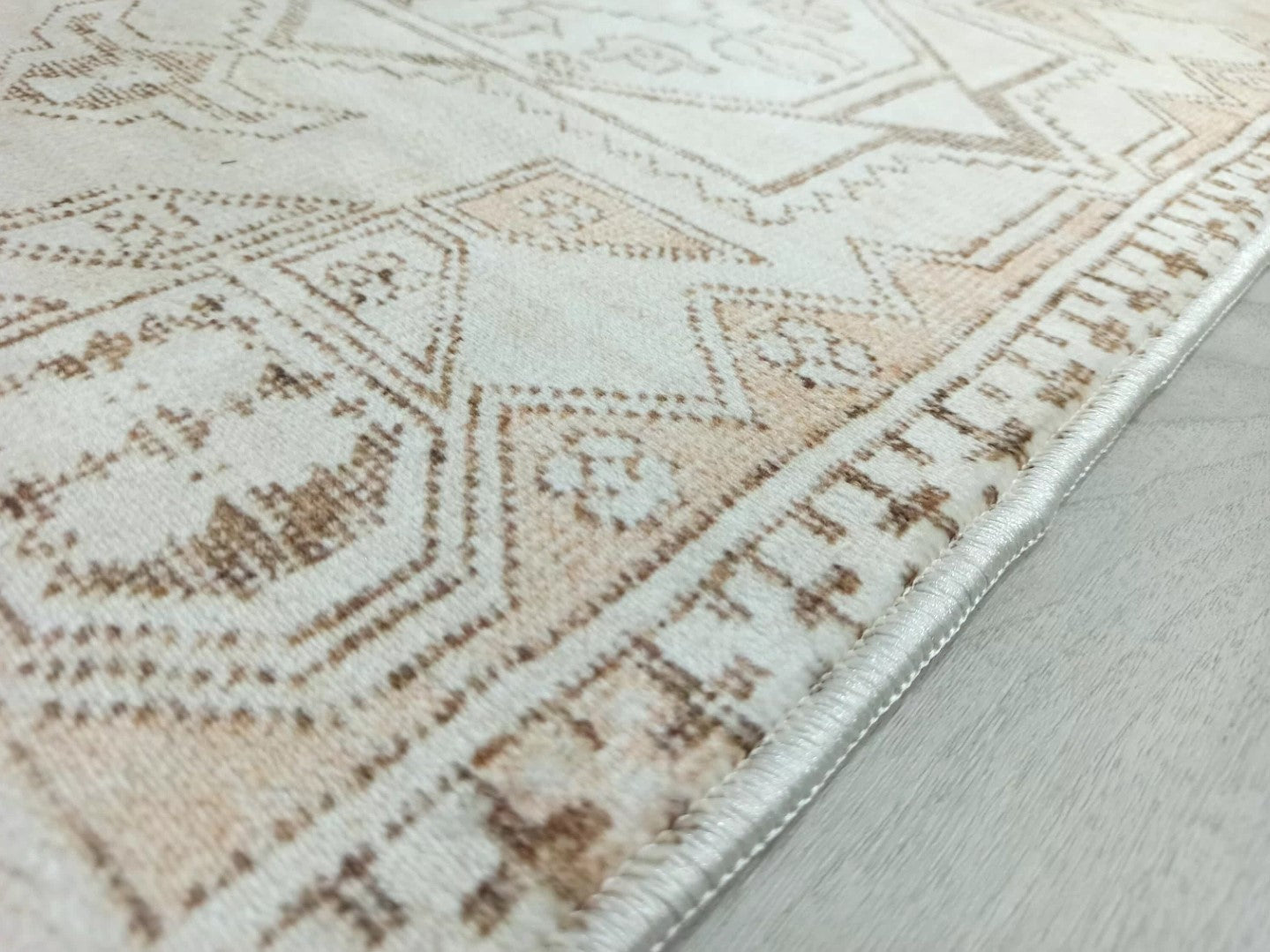 Turkish Rug Beige Pale Blush Orange Vintage Bath Mat Geometric Area Rugs