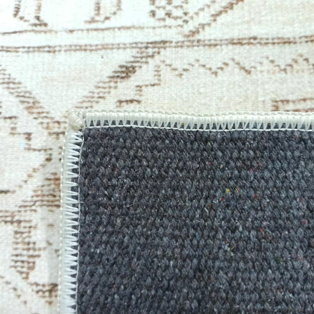 Turkish Rug Beige Pale Blush Orange Vintage Bath Mat Geometric Area Rugs