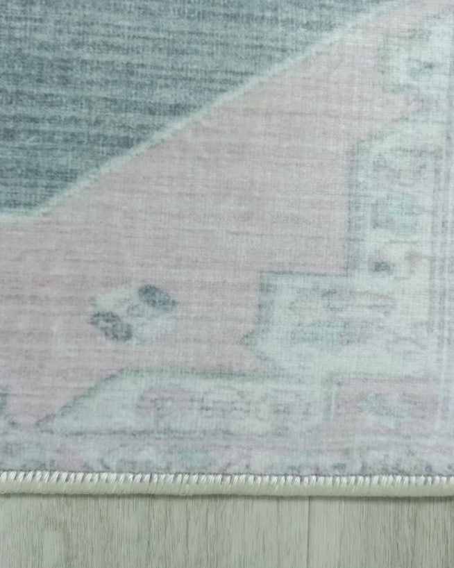 Turkish Rug, Gray Light Pink Ivory Vintage Oushak Geometric Area Rugs