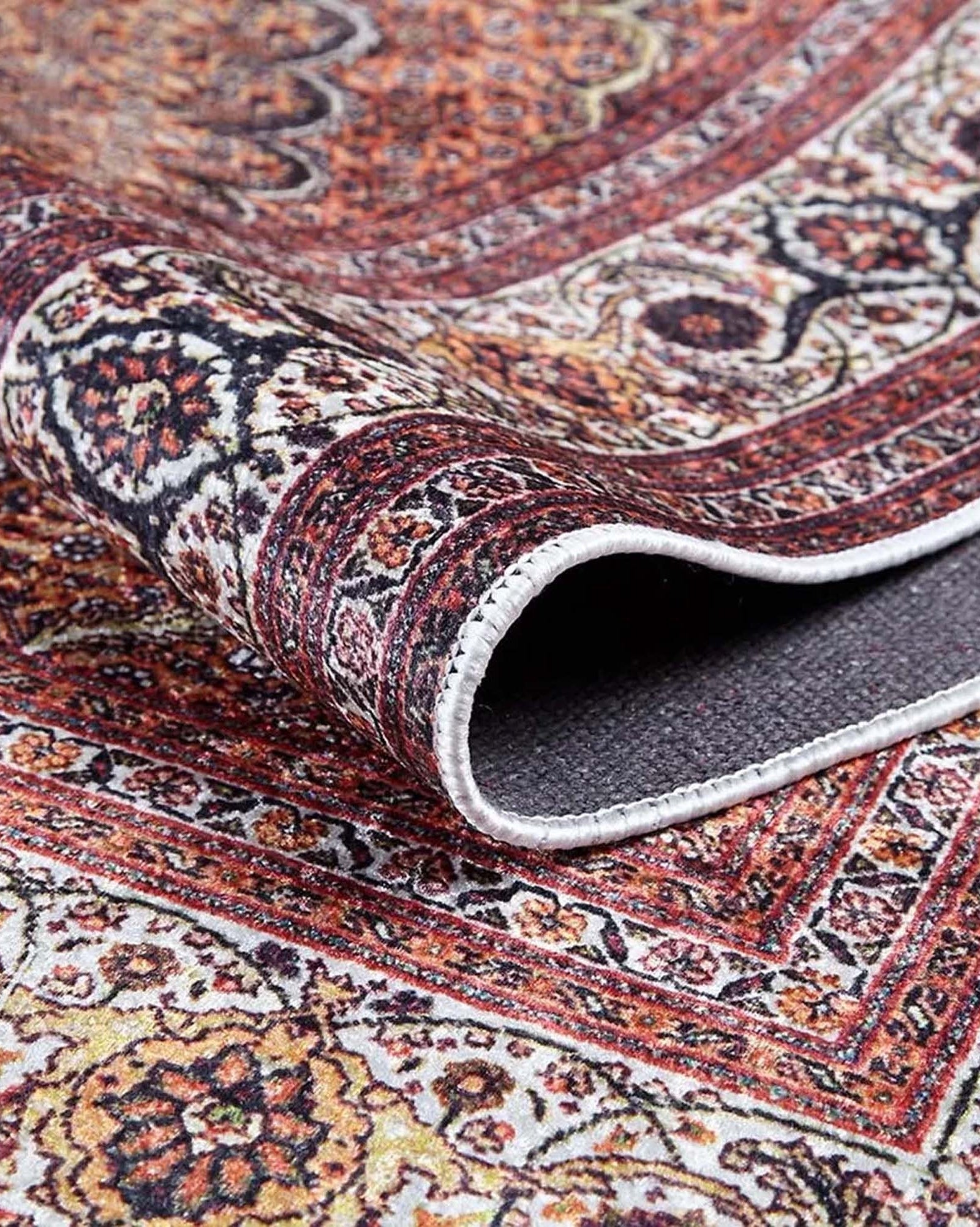 Seda Persian Red Beige Dark Navy Blue Rug