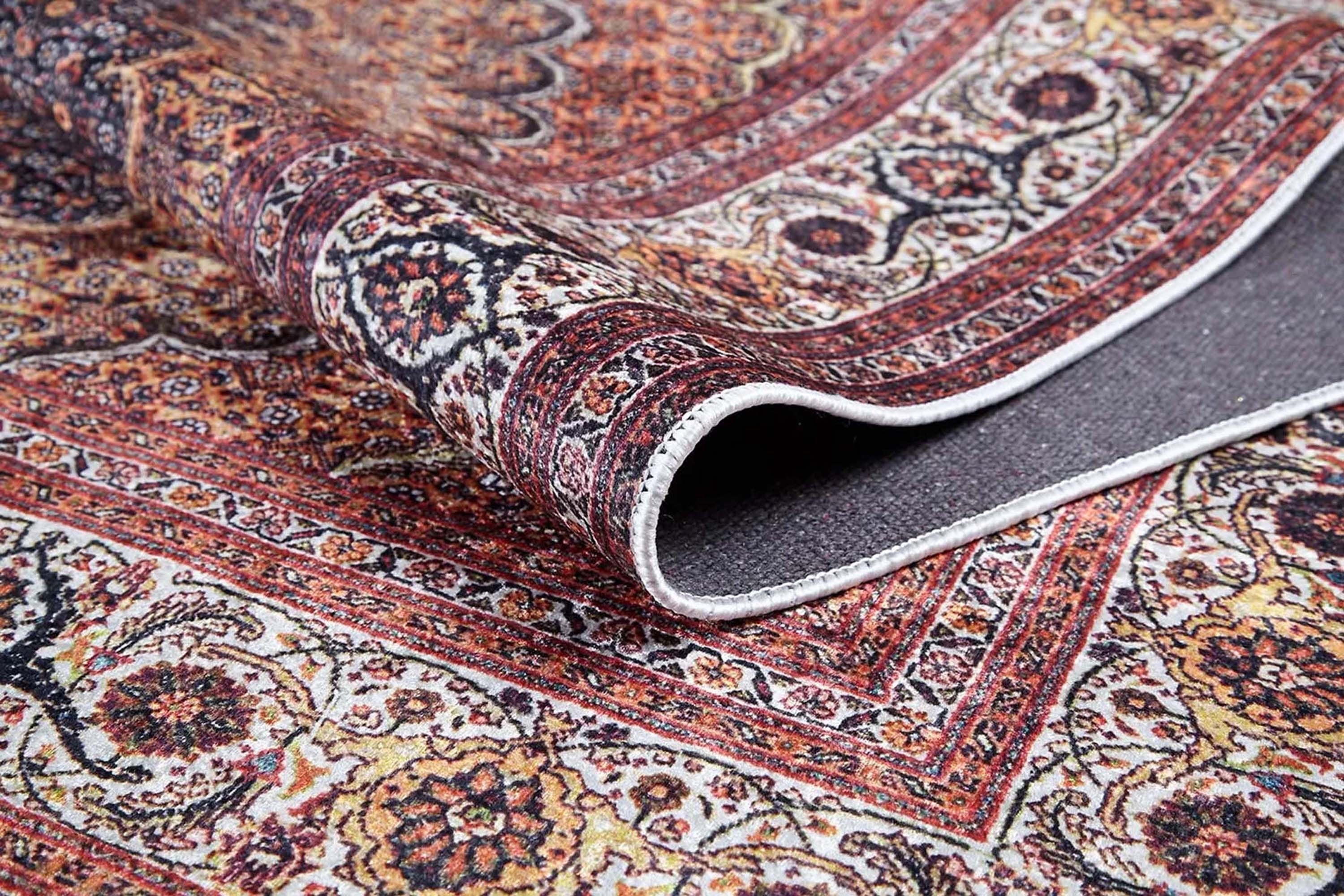 Seda Persian Red Beige Dark Navy Blue Rug