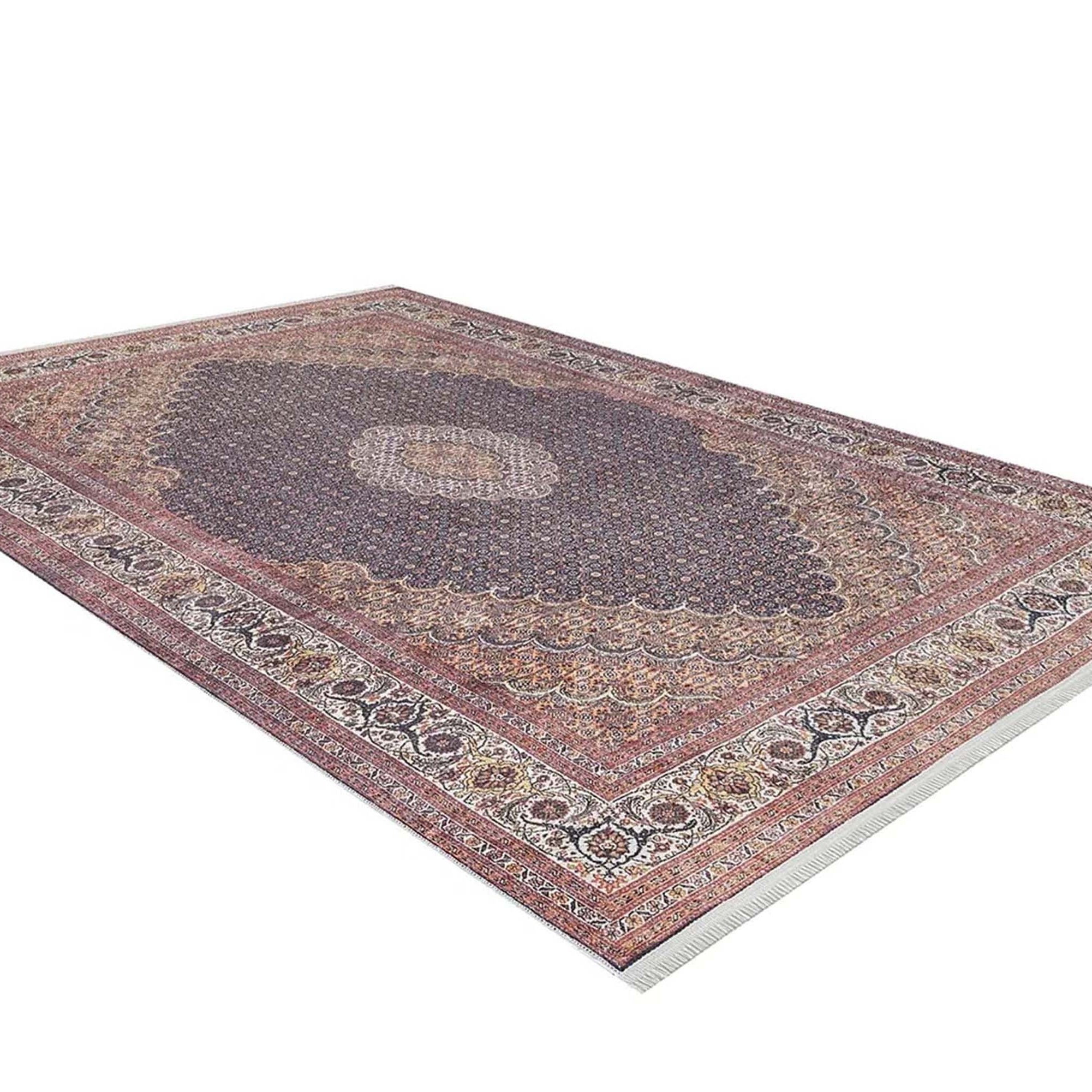 Seda Persian Red Beige Dark Navy Blue Rug