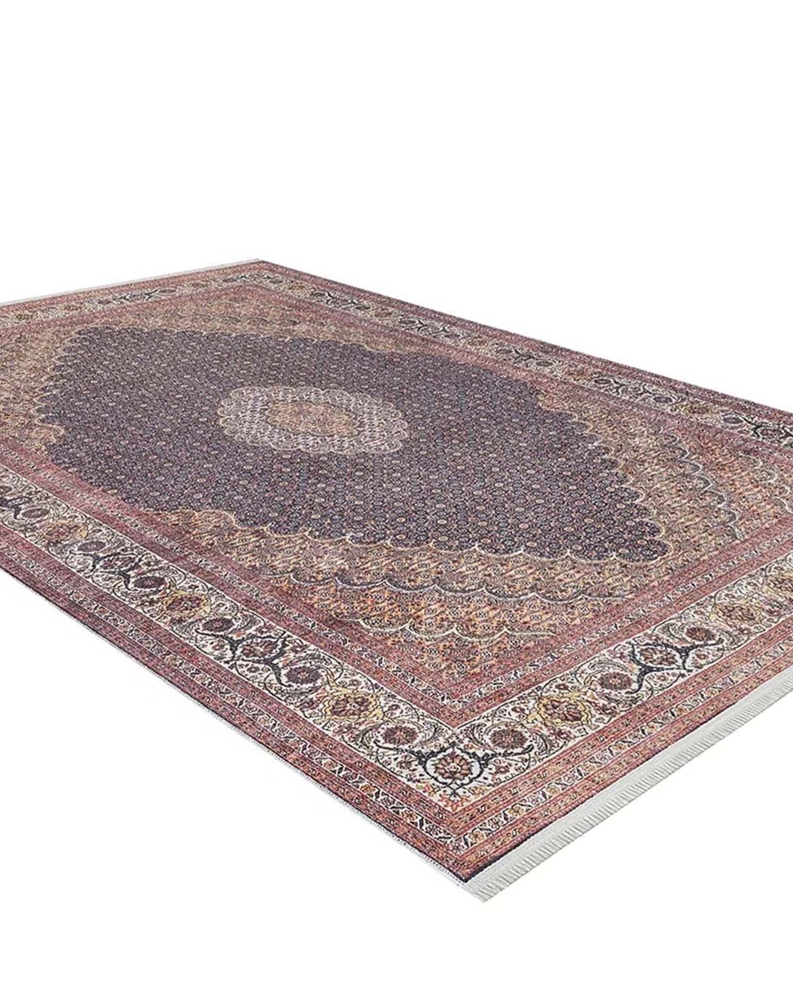 Seda Persian Red Beige Dark Navy Blue Rug