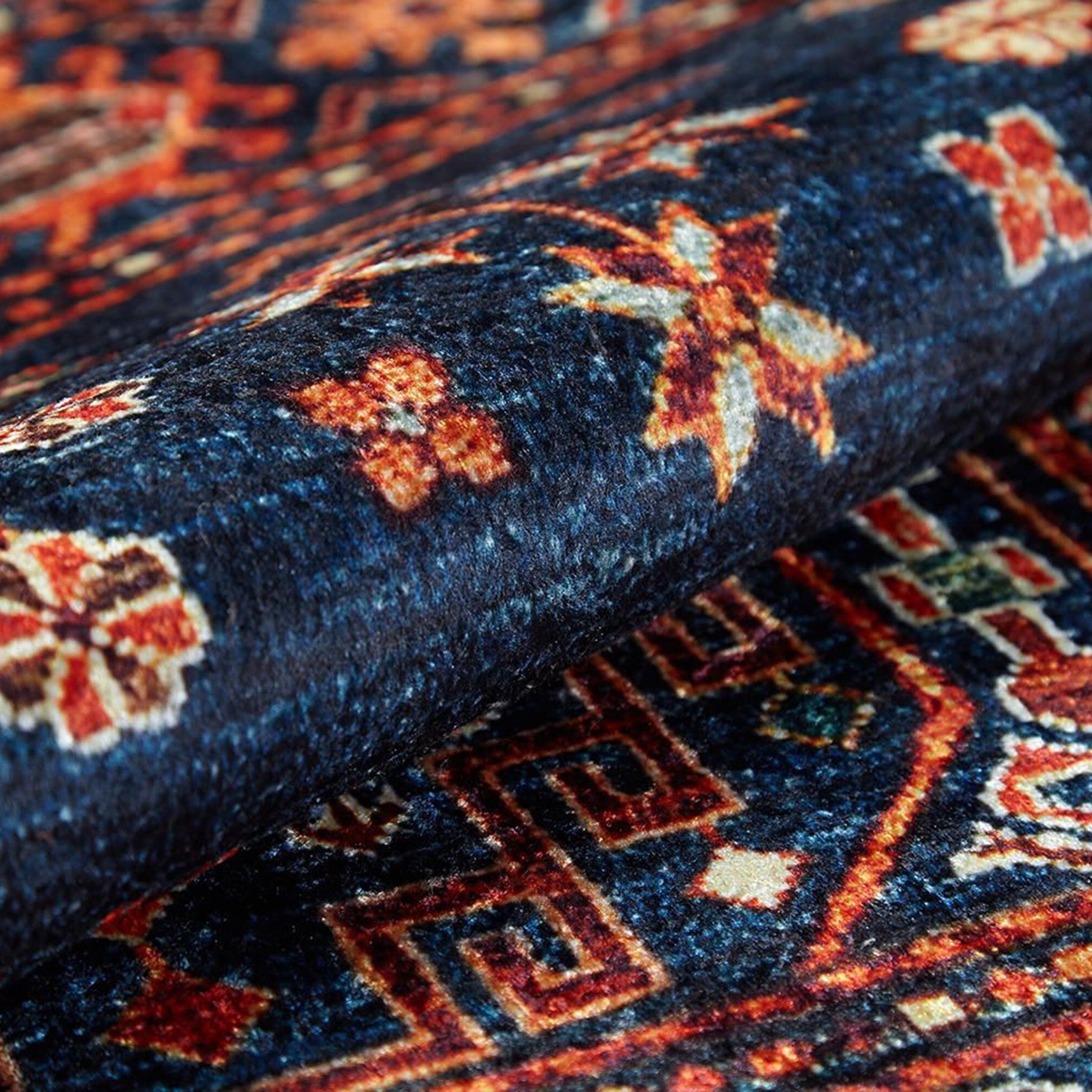 Sela Turkish Ethnic Navy Blue Kilim Rug