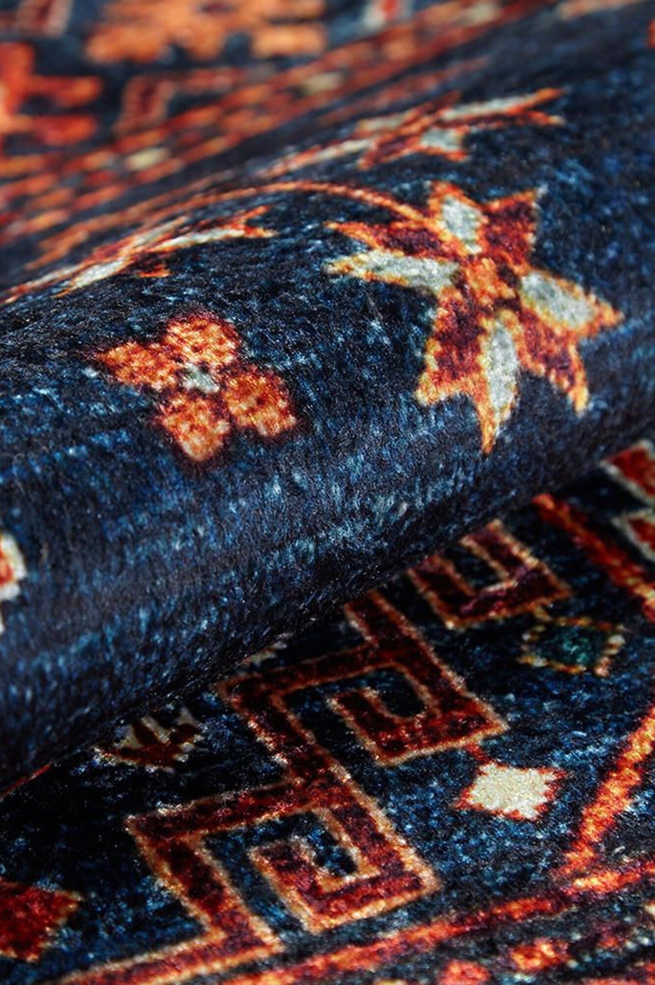 Sela Turkish Ethnic Navy Blue Kilim Rug
