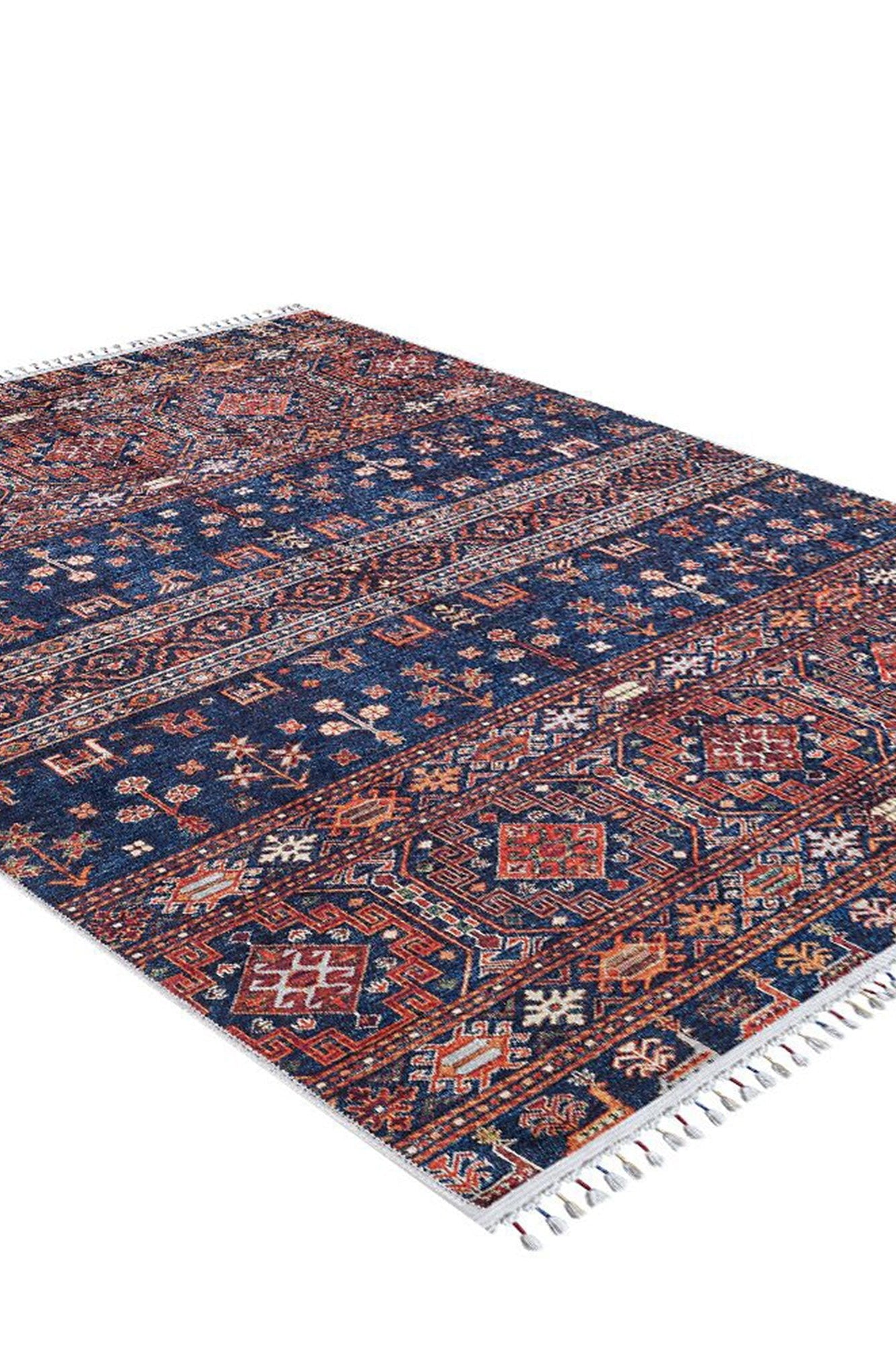 Sela Turkish Ethnic Navy Blue Kilim Rug