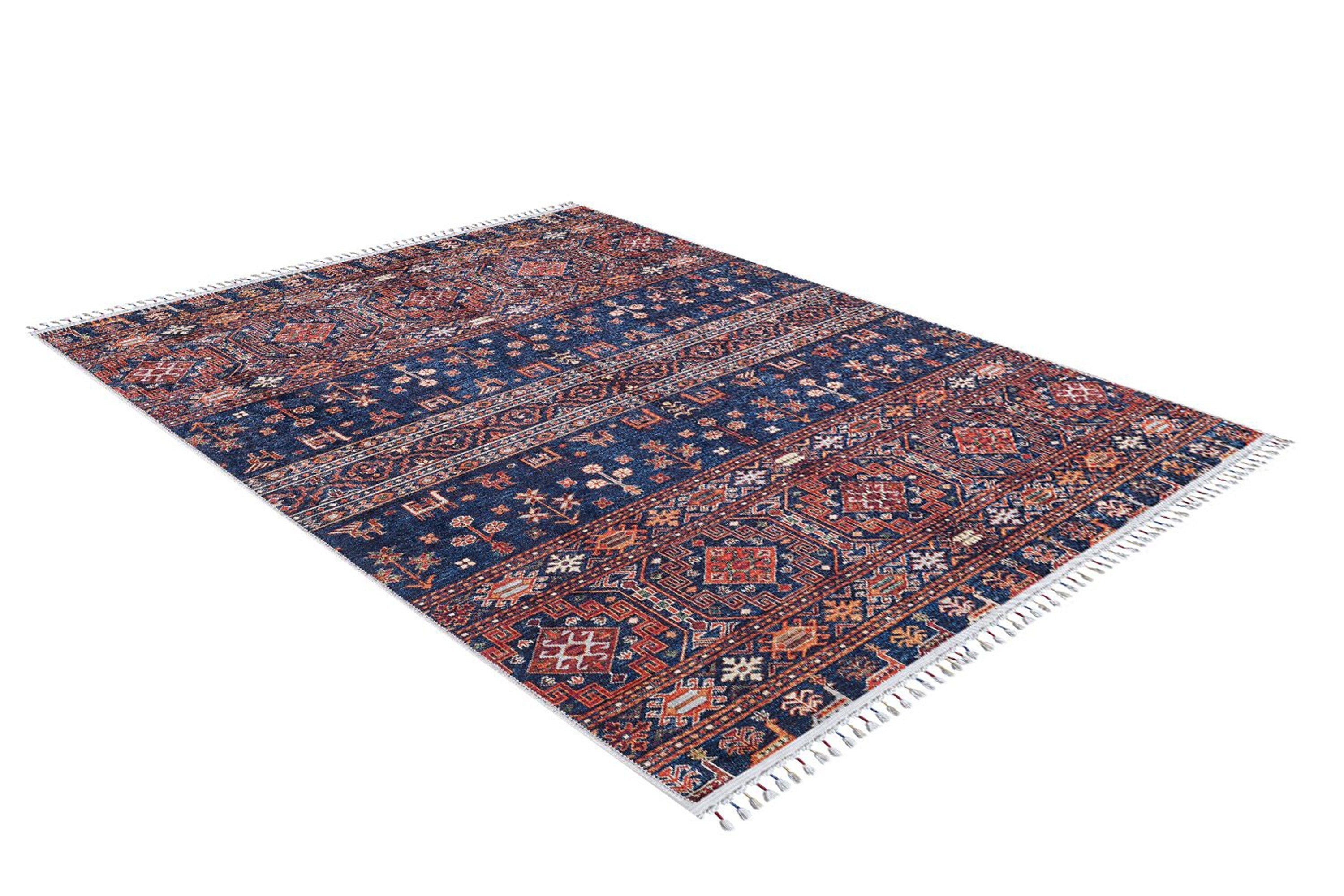 Sela Turkish Ethnic Navy Blue Kilim Rug
