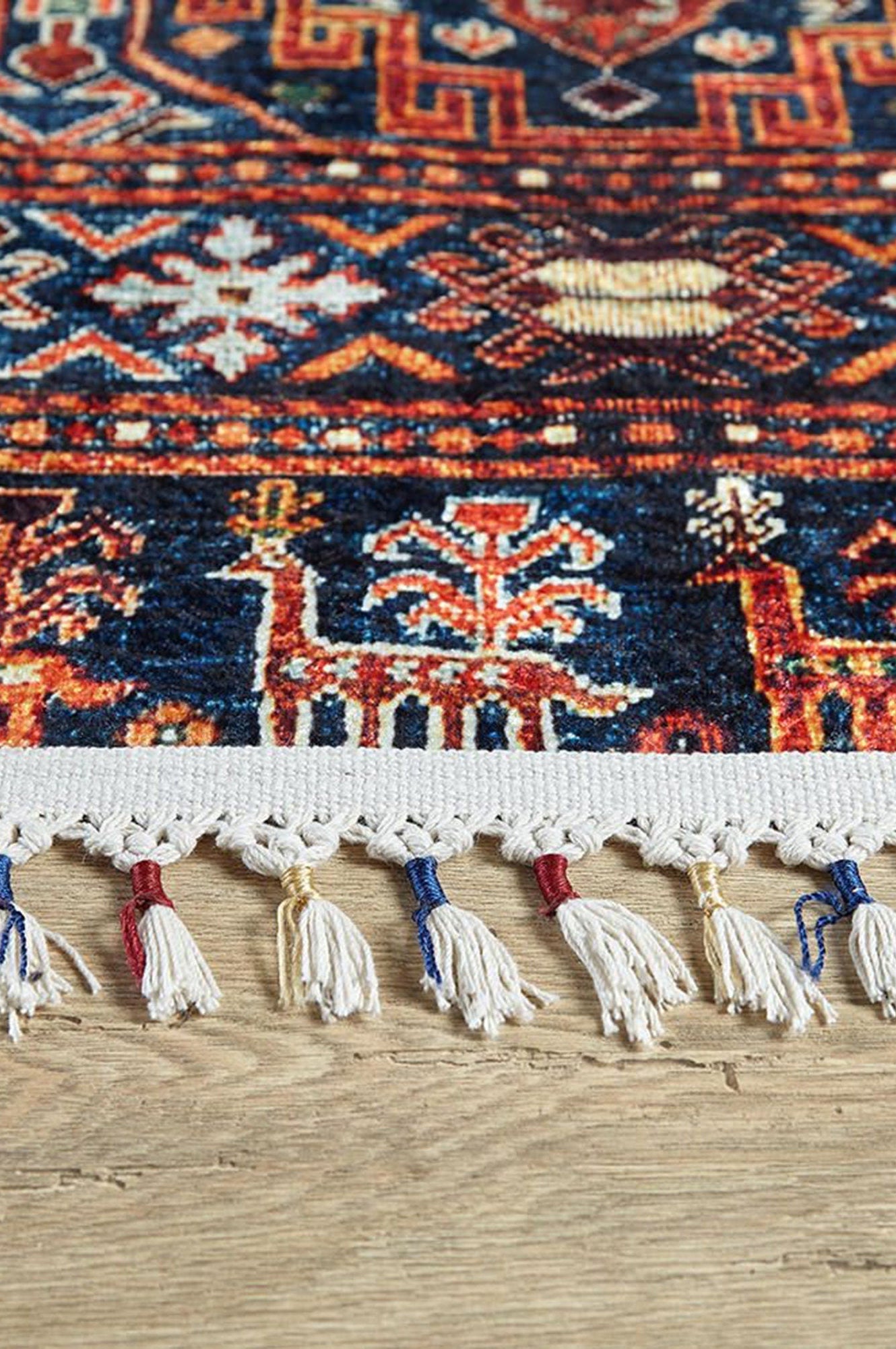 Sela Turkish Ethnic Navy Blue Kilim Rug