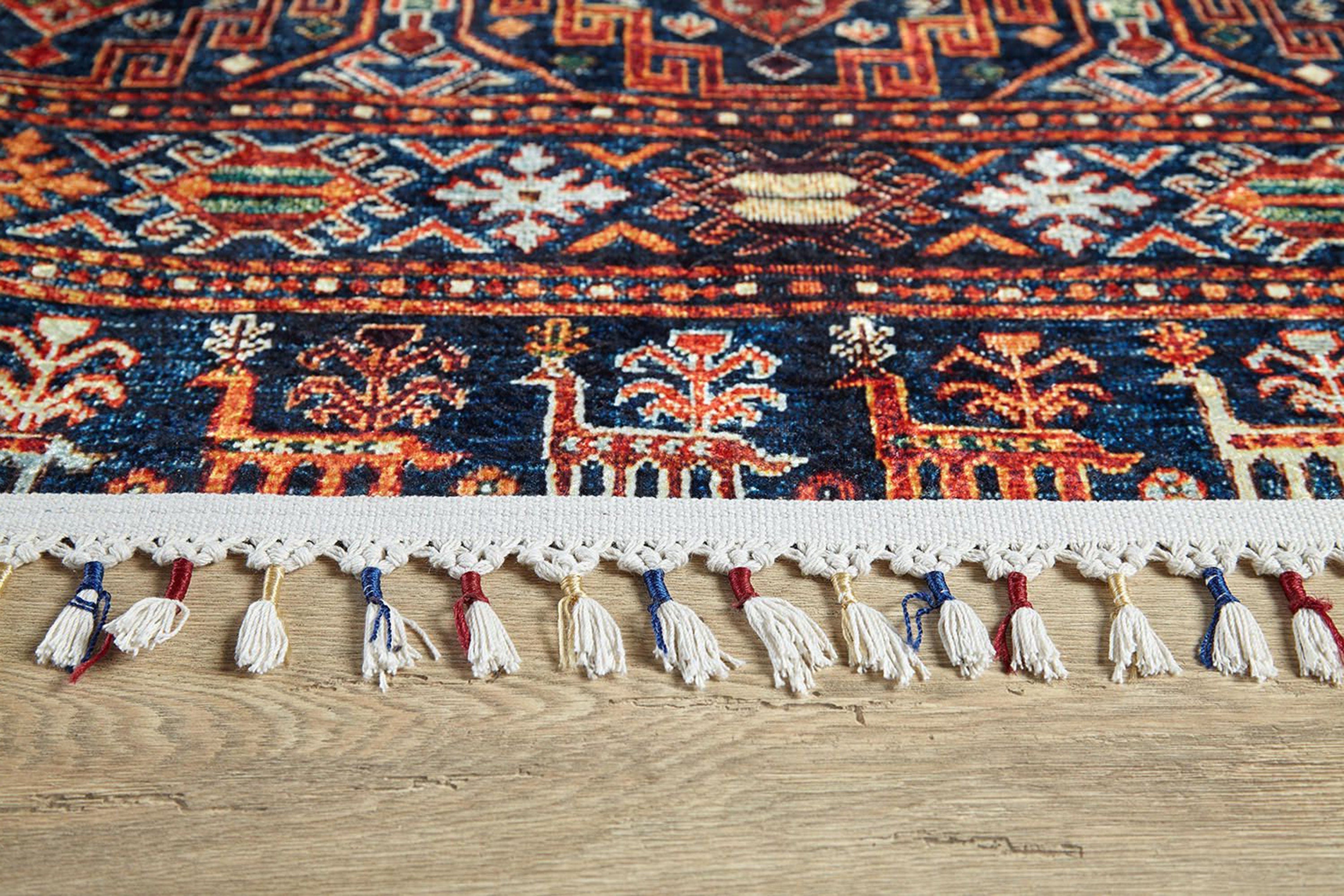 Sela Turkish Ethnic Navy Blue Kilim Rug