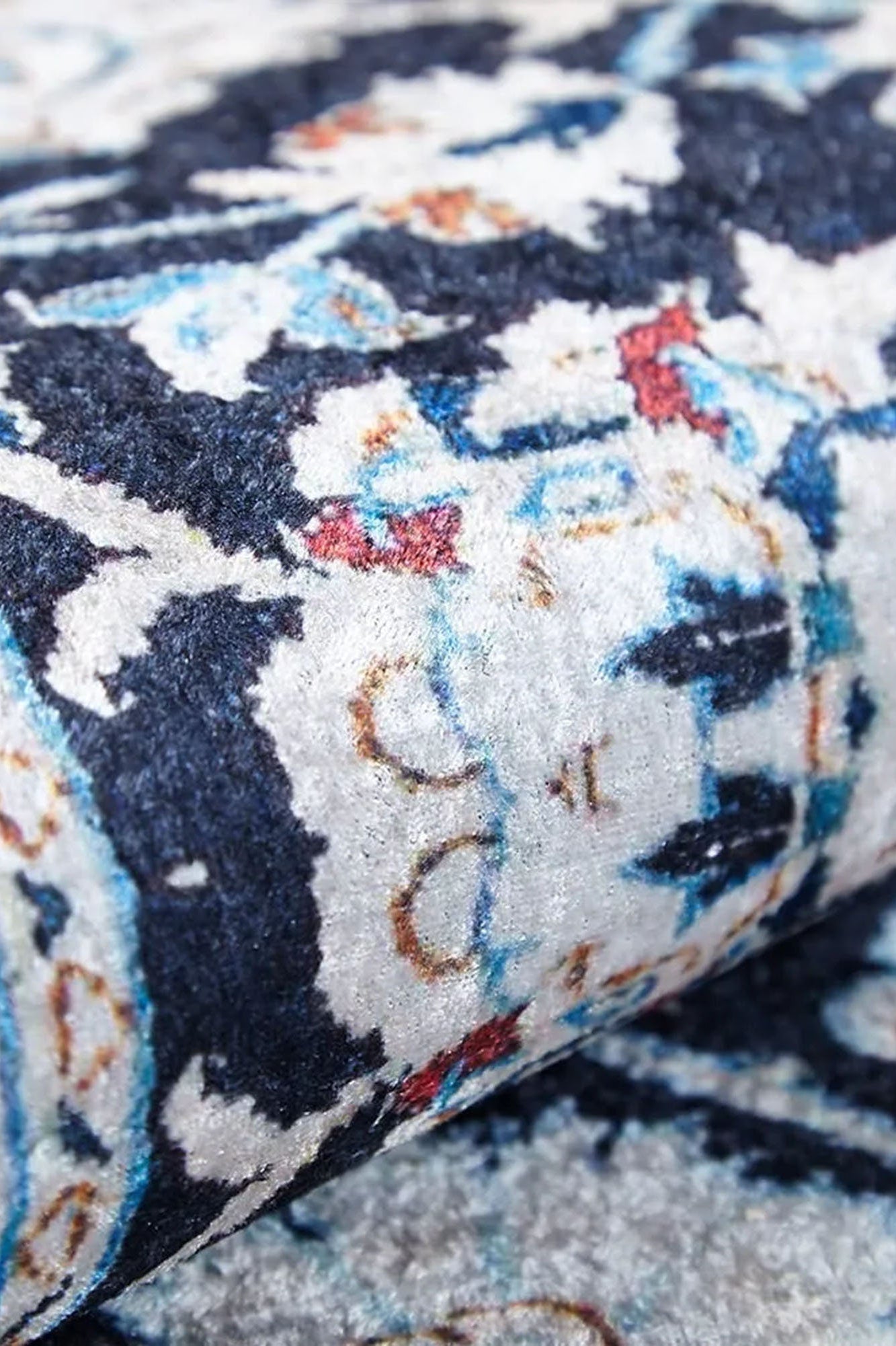 Sidla Turkish White Navy Blue Rug