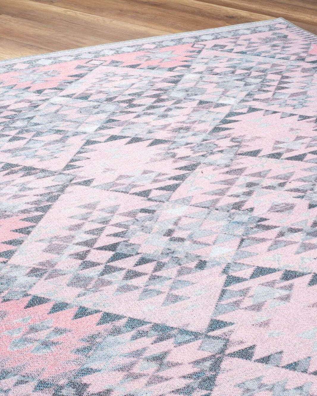 Siera Kilim Pink Pastel Light Gray Distressed Rug