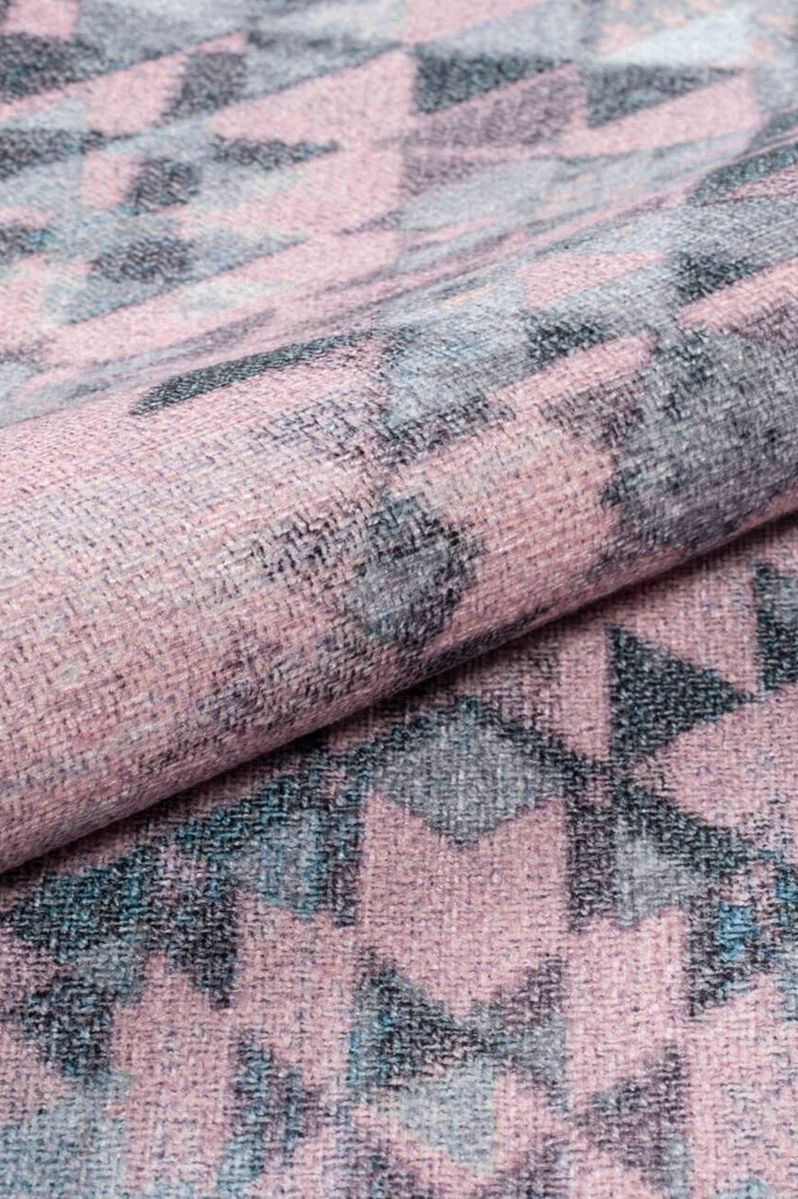 Siera Kilim Pink Pastel Light Gray Distressed Rug