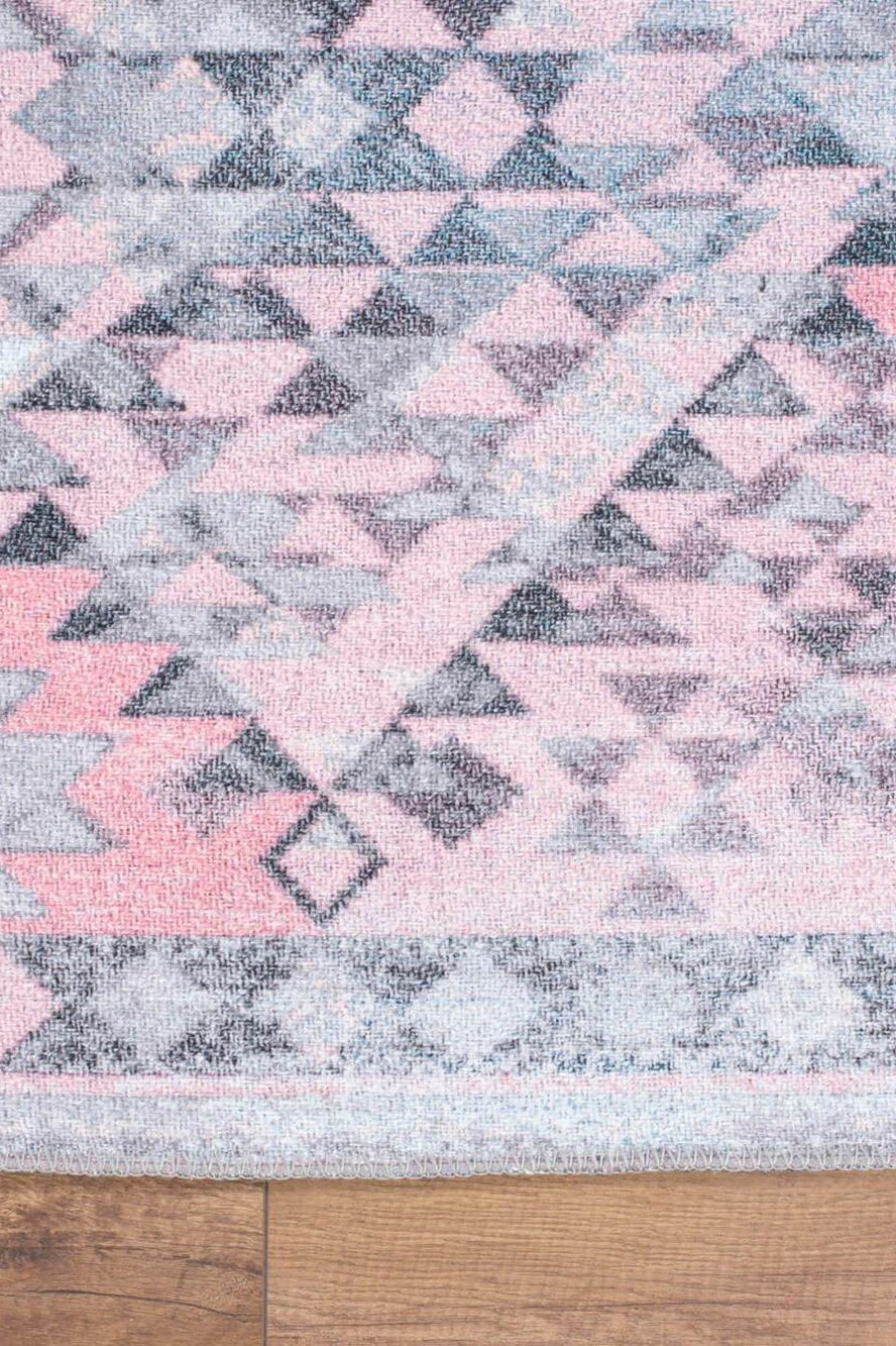 Siera Kilim Pink Pastel Light Gray Distressed Rug