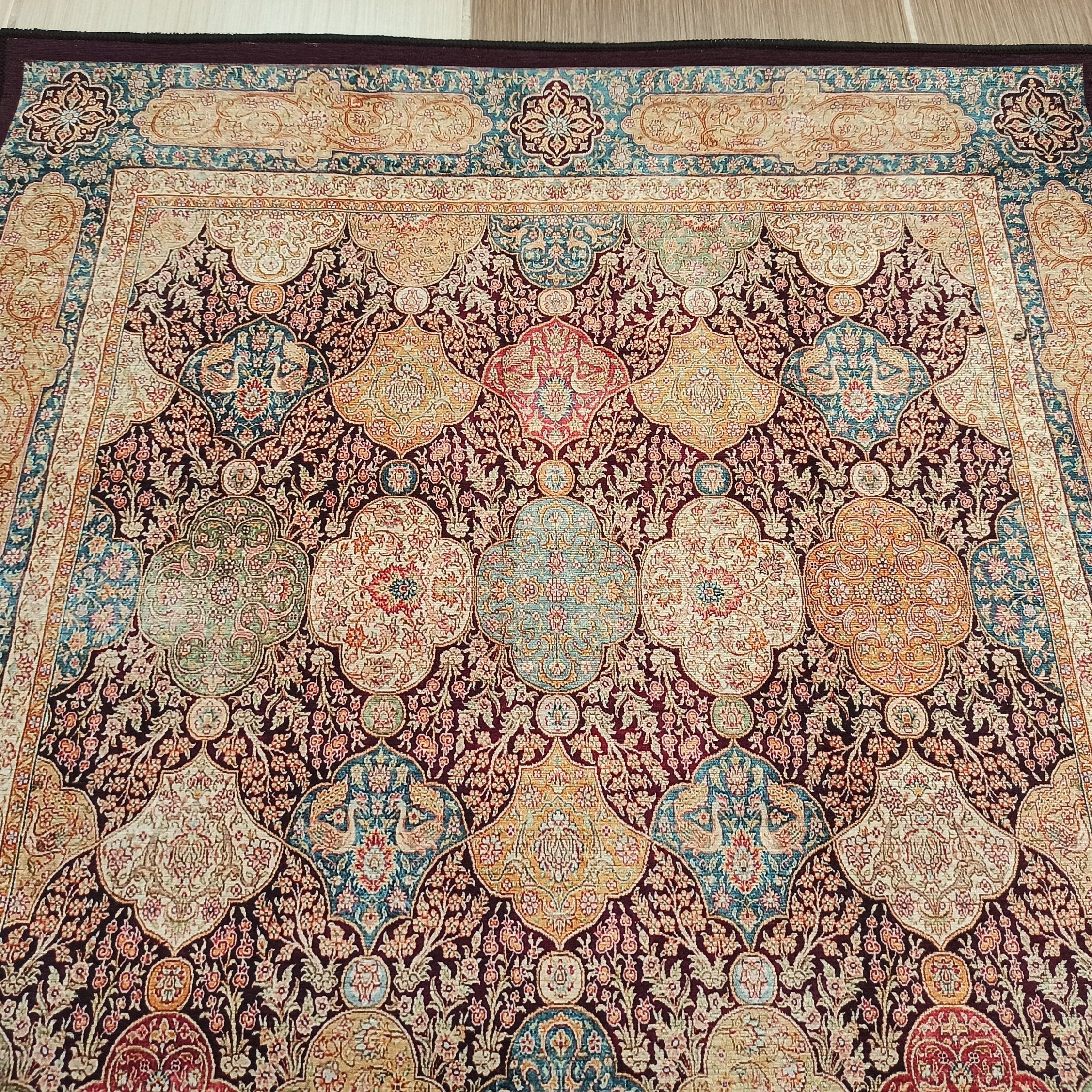 Sirap Runner Turkish Distressed Claret Red Beige Gold Runner