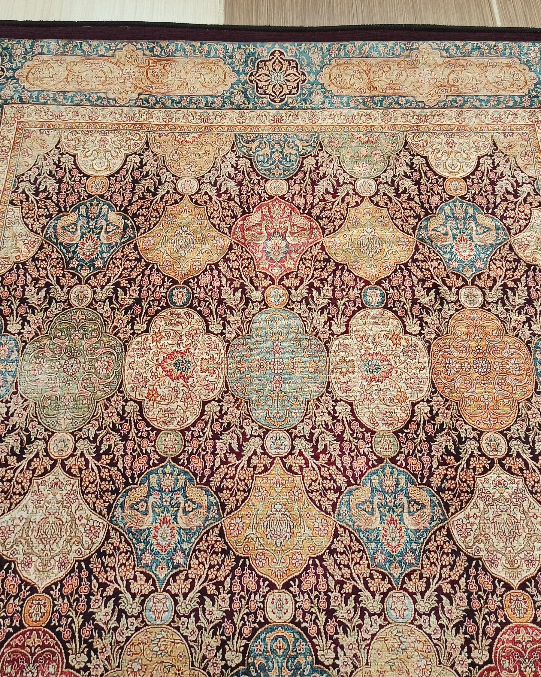 Sirap Runner Turkish Distressed Claret Red Beige Gold Runner