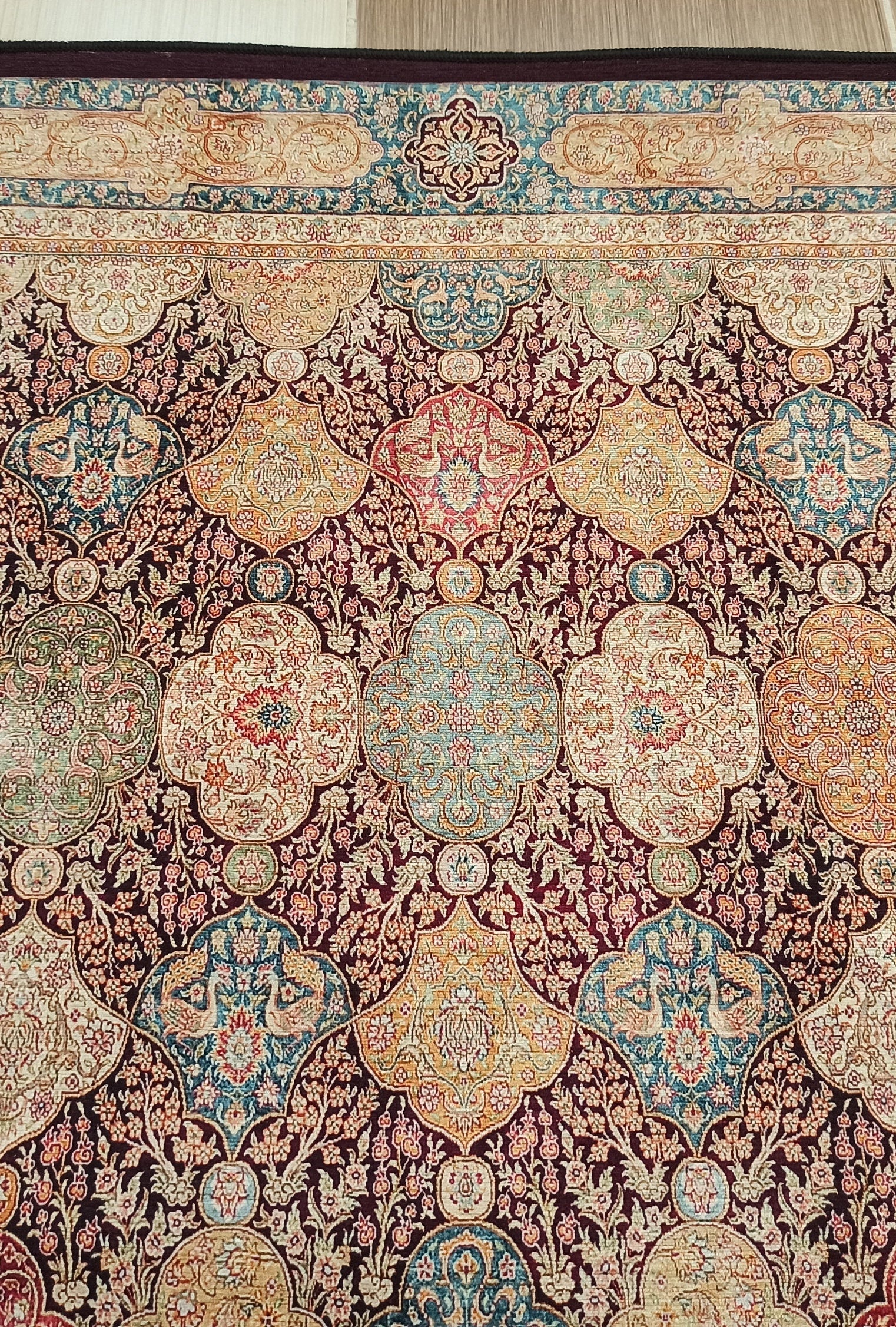 Sirap Runner Turkish Distressed Claret Red Beige Gold Runner