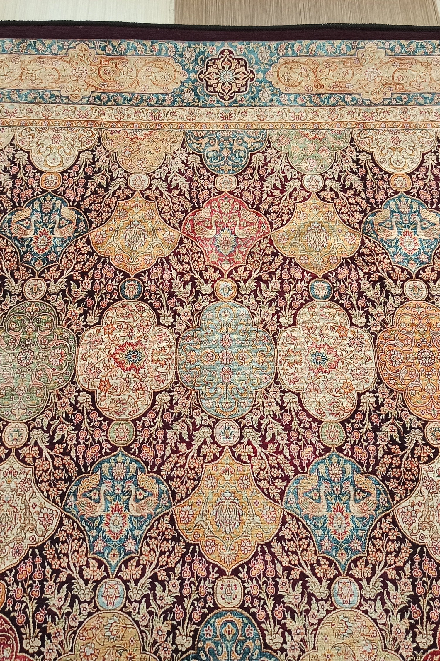 Sirap Runner Turkish Distressed Claret Red Beige Gold Runner