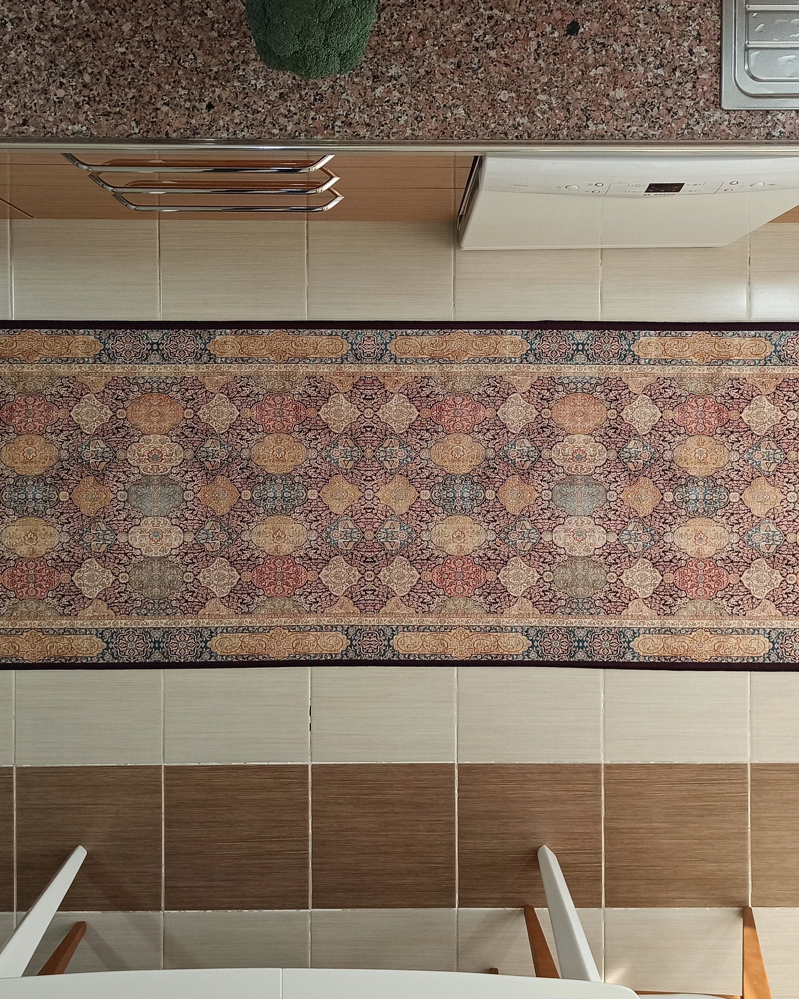 Sirap Runner Turkish Distressed Claret Red Beige Gold Runner