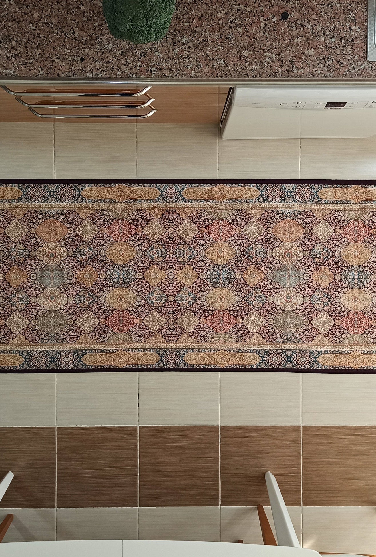 Sirap Runner Turkish Distressed Claret Red Beige Gold Runner