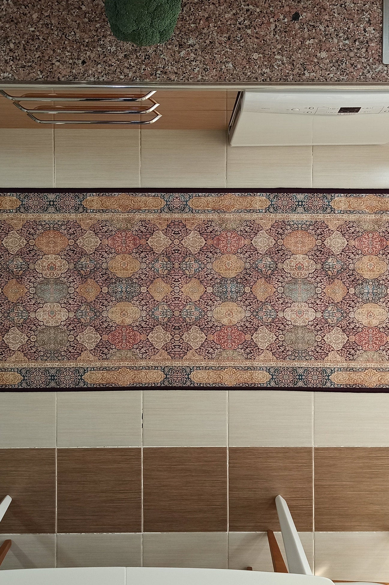 Sirap Runner Turkish Distressed Claret Red Beige Gold Runner