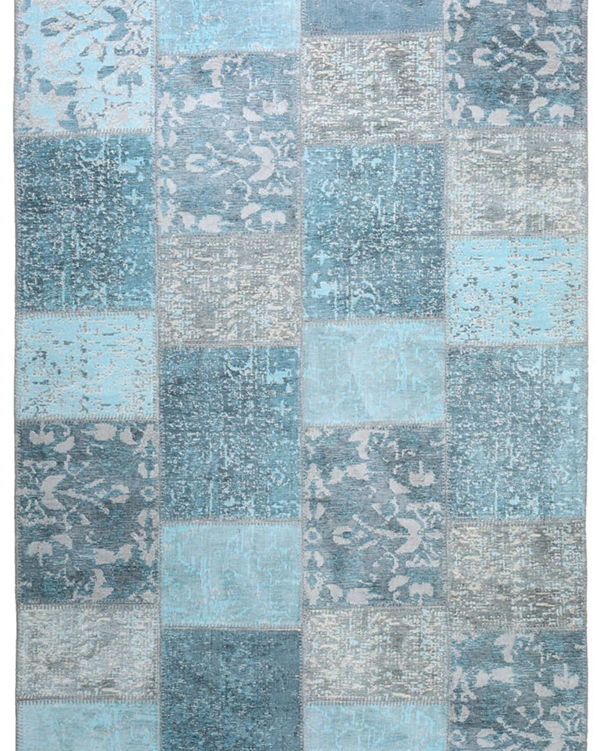 Skyla Light Sky Blue Patchwork Vintage Rug