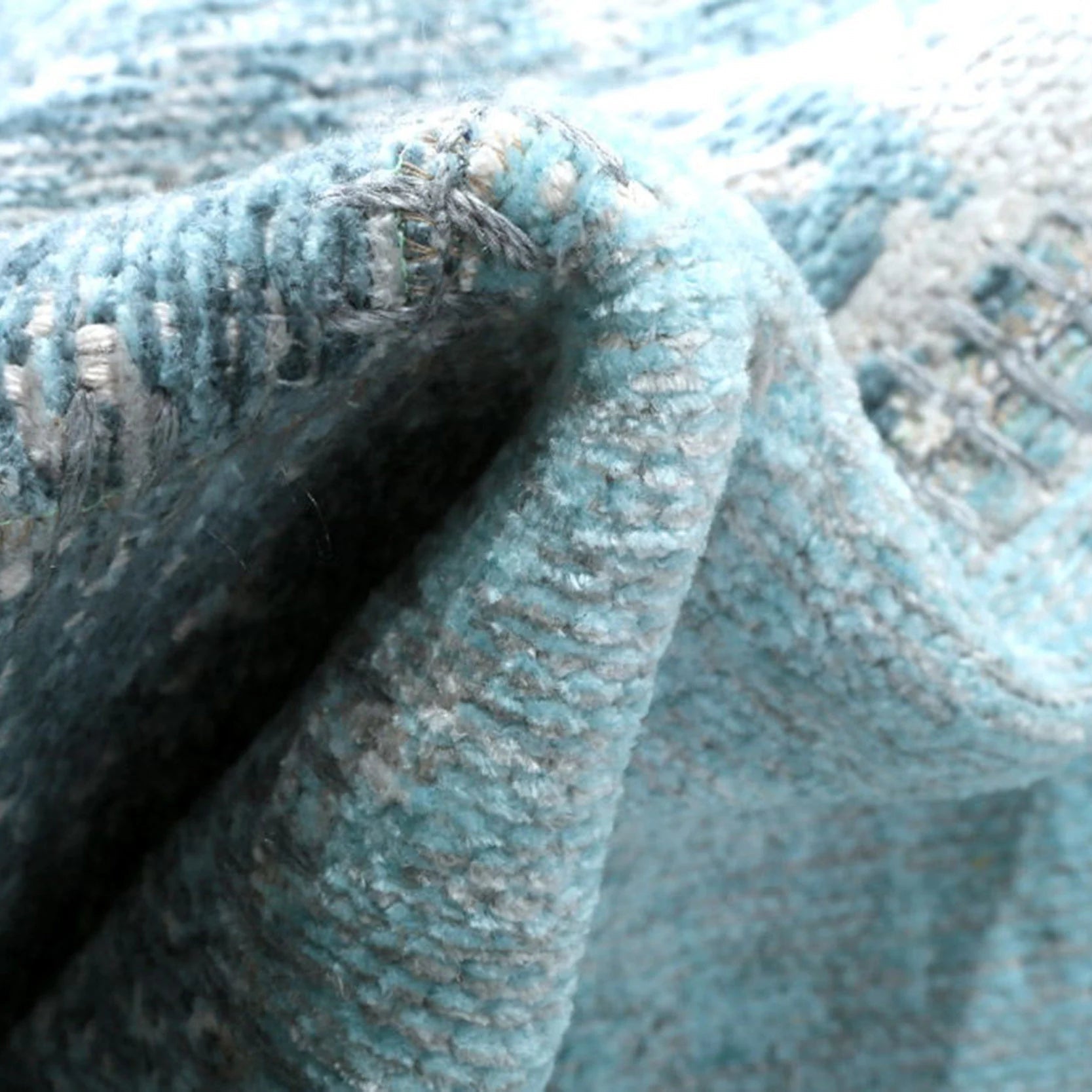 Skyla Light Sky Blue Patchwork Vintage Rug