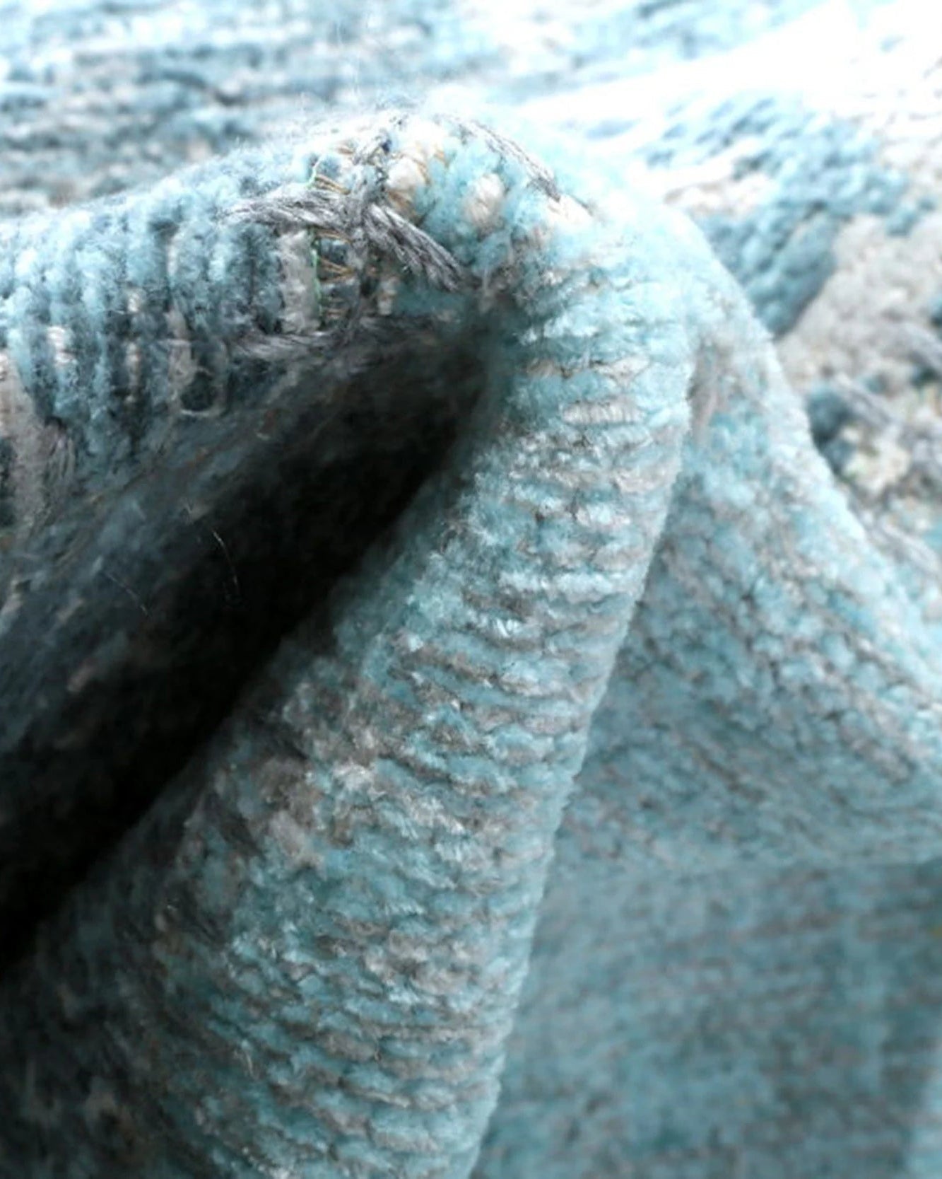 Skyla Light Sky Blue Patchwork Vintage Rug