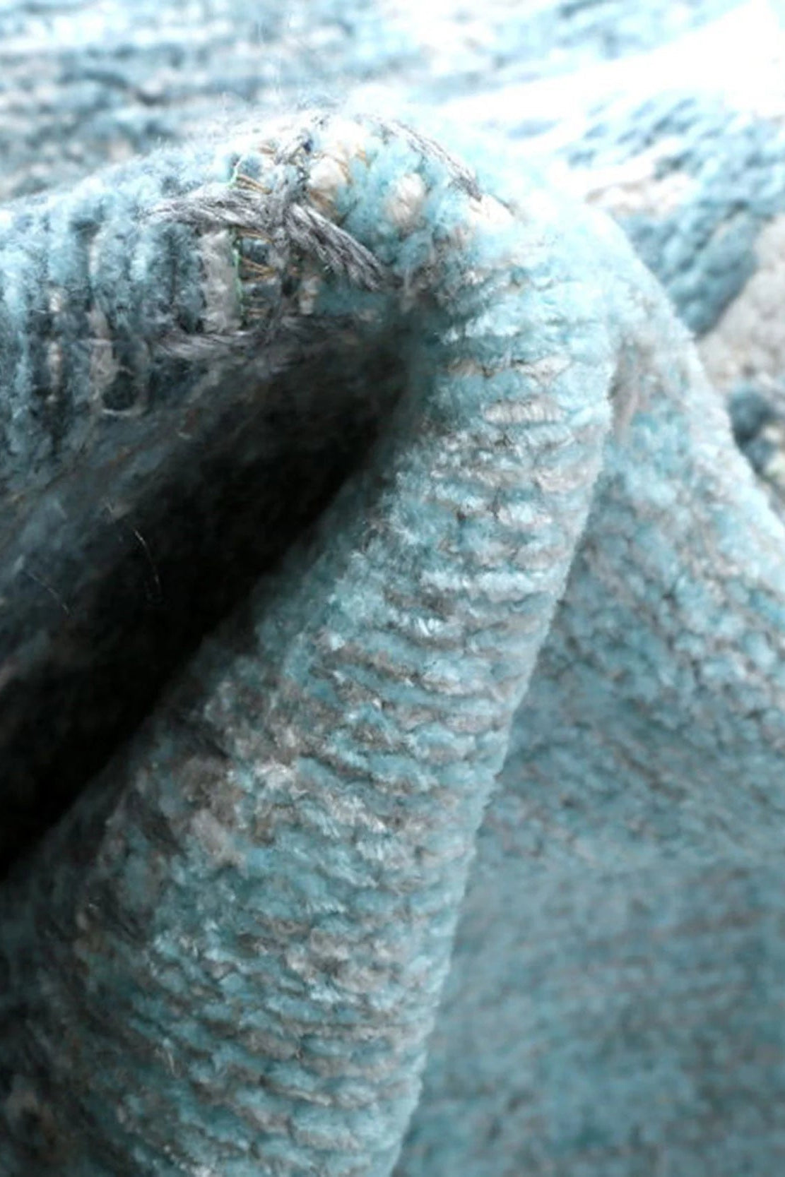 Skyla Light Sky Blue Patchwork Vintage Rug