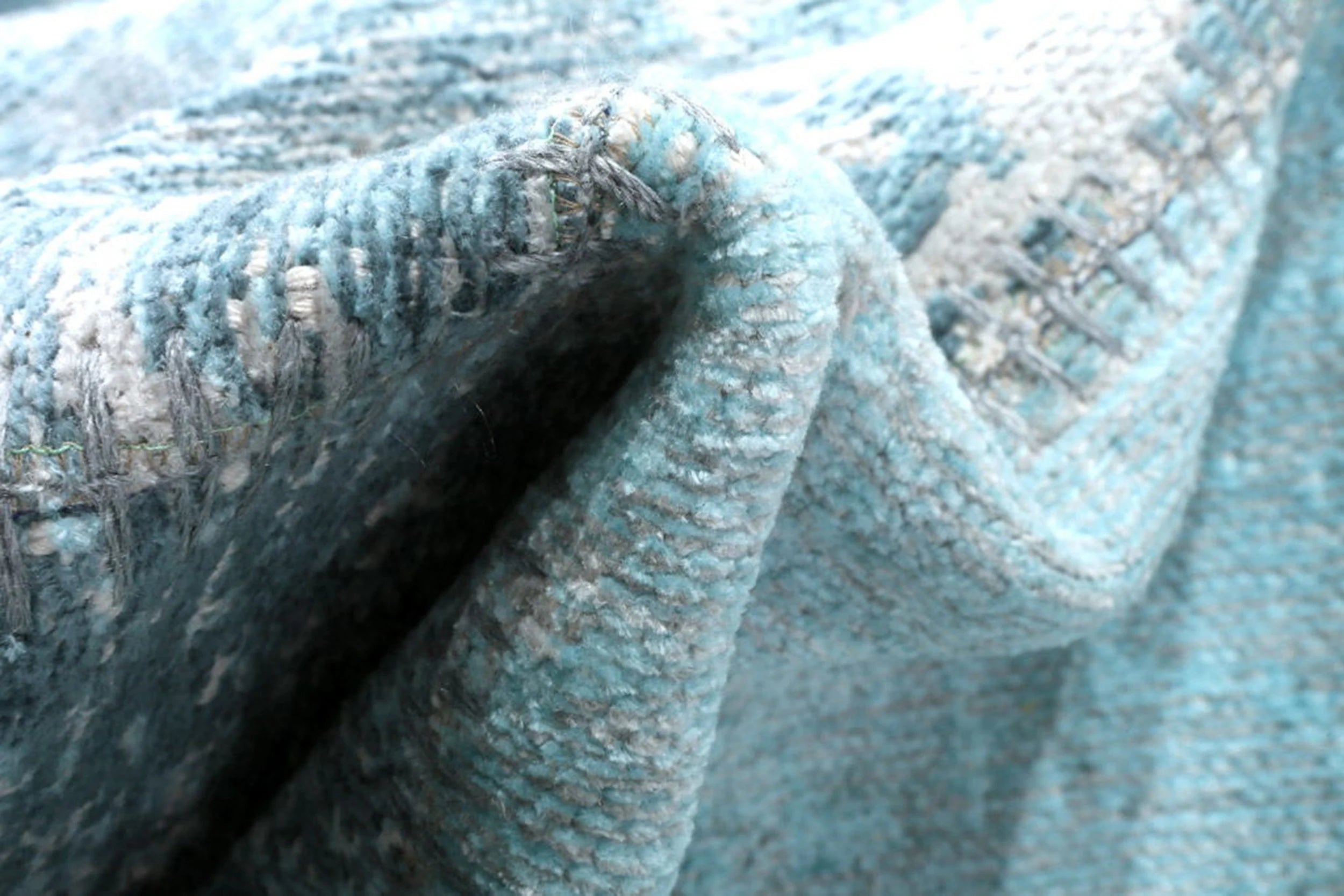 Skyla Light Sky Blue Patchwork Vintage Rug