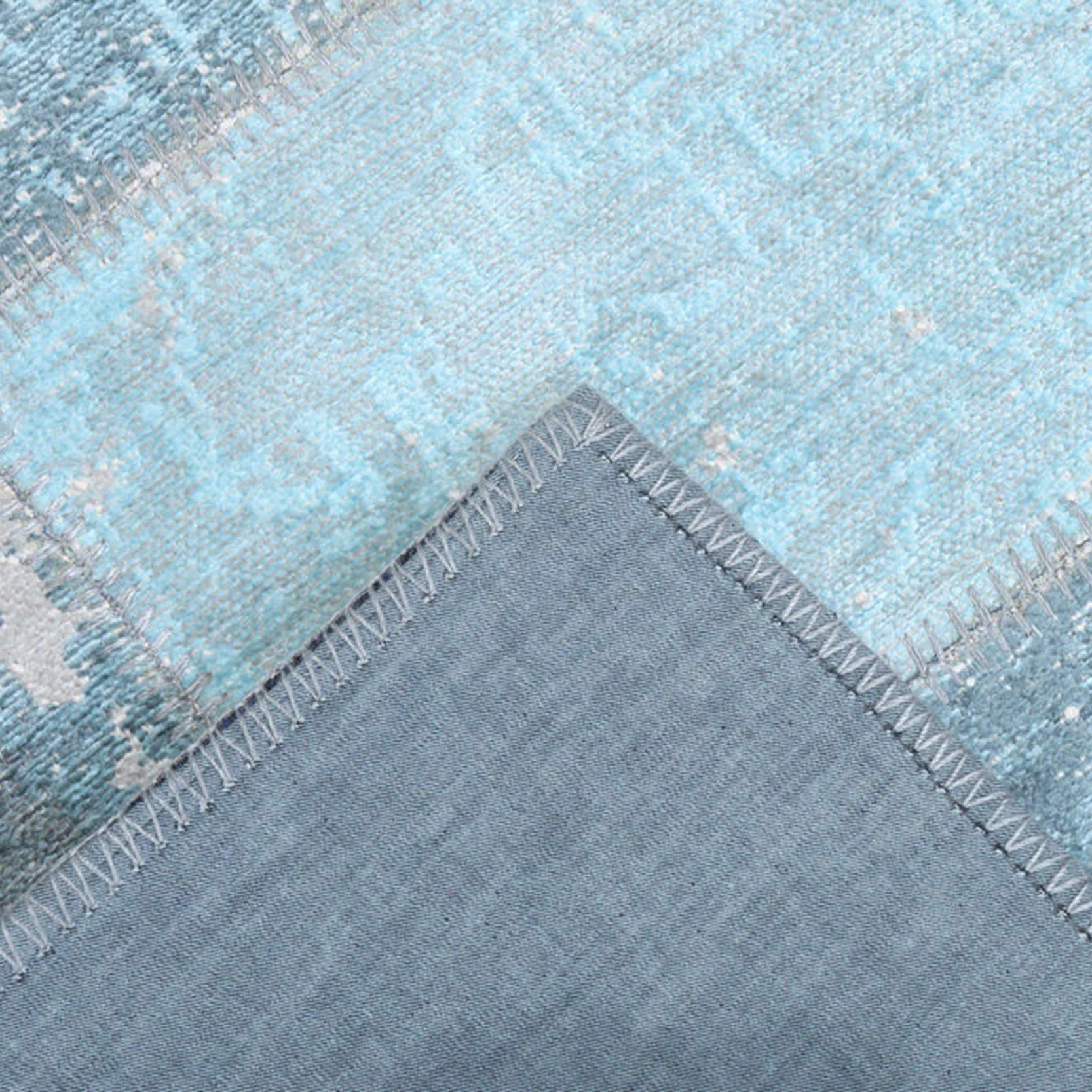 Skyla Light Sky Blue Patchwork Vintage Rug