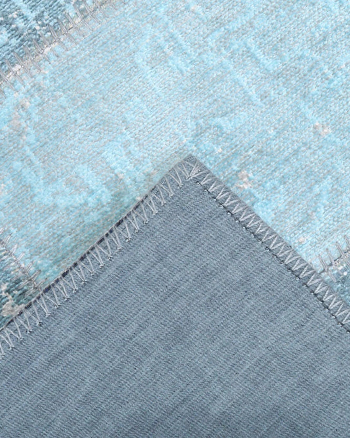 Skyla Light Sky Blue Patchwork Vintage Rug