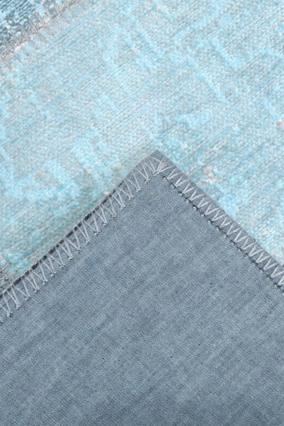 Skyla Light Sky Blue Patchwork Vintage Rug