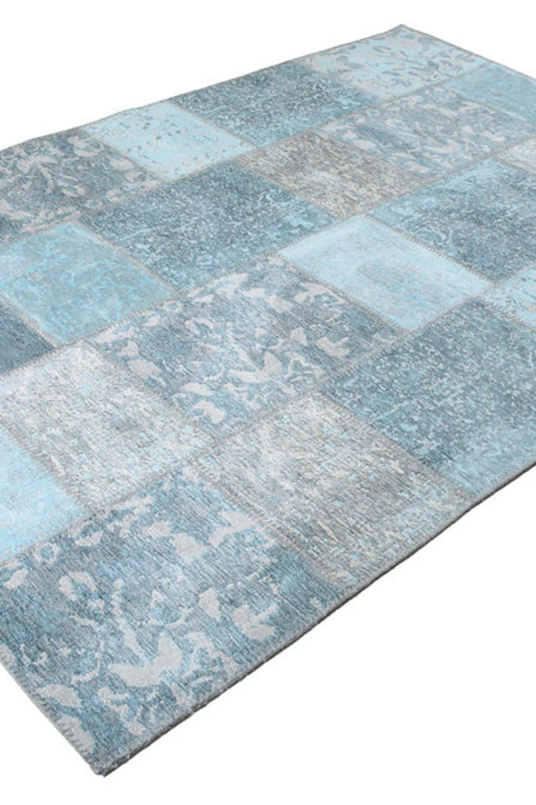 Skyla Light Sky Blue Patchwork Vintage Rug