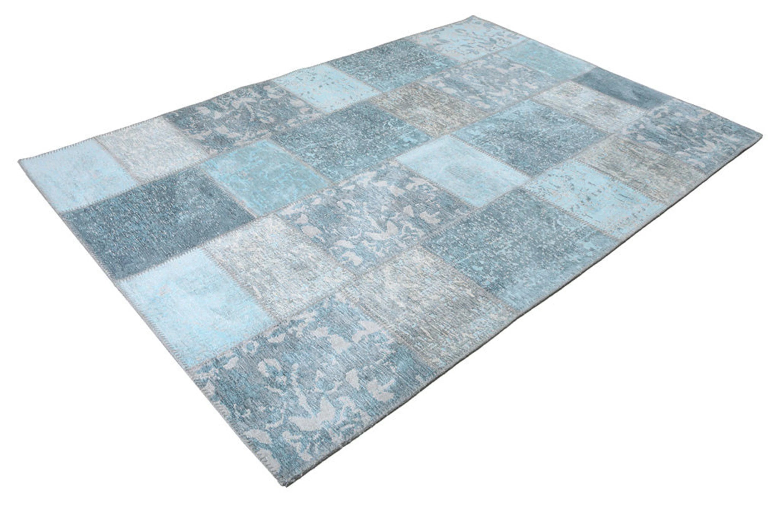 Skyla Light Sky Blue Patchwork Vintage Rug
