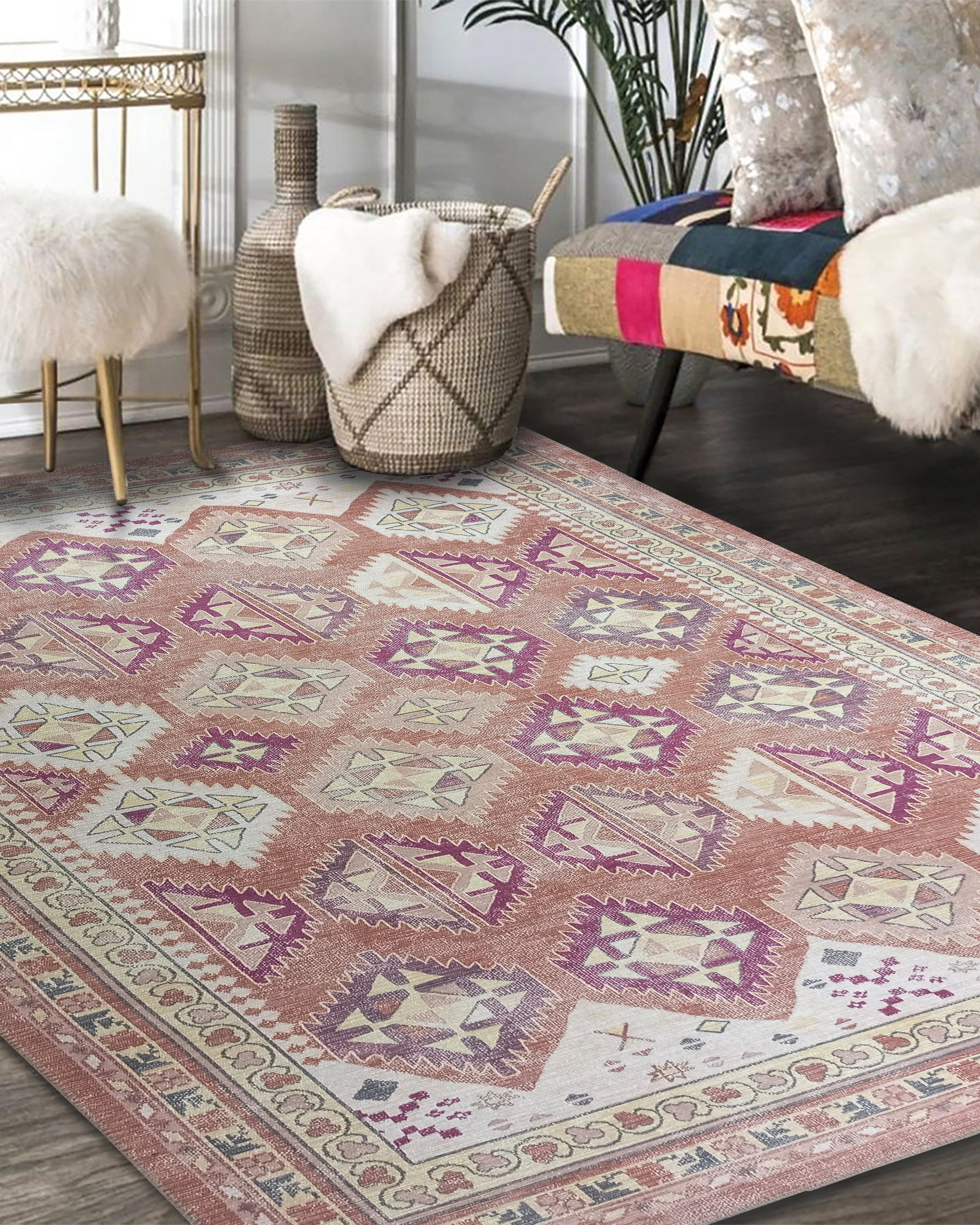 Louane Soft Herki Brown Vintage Rug
