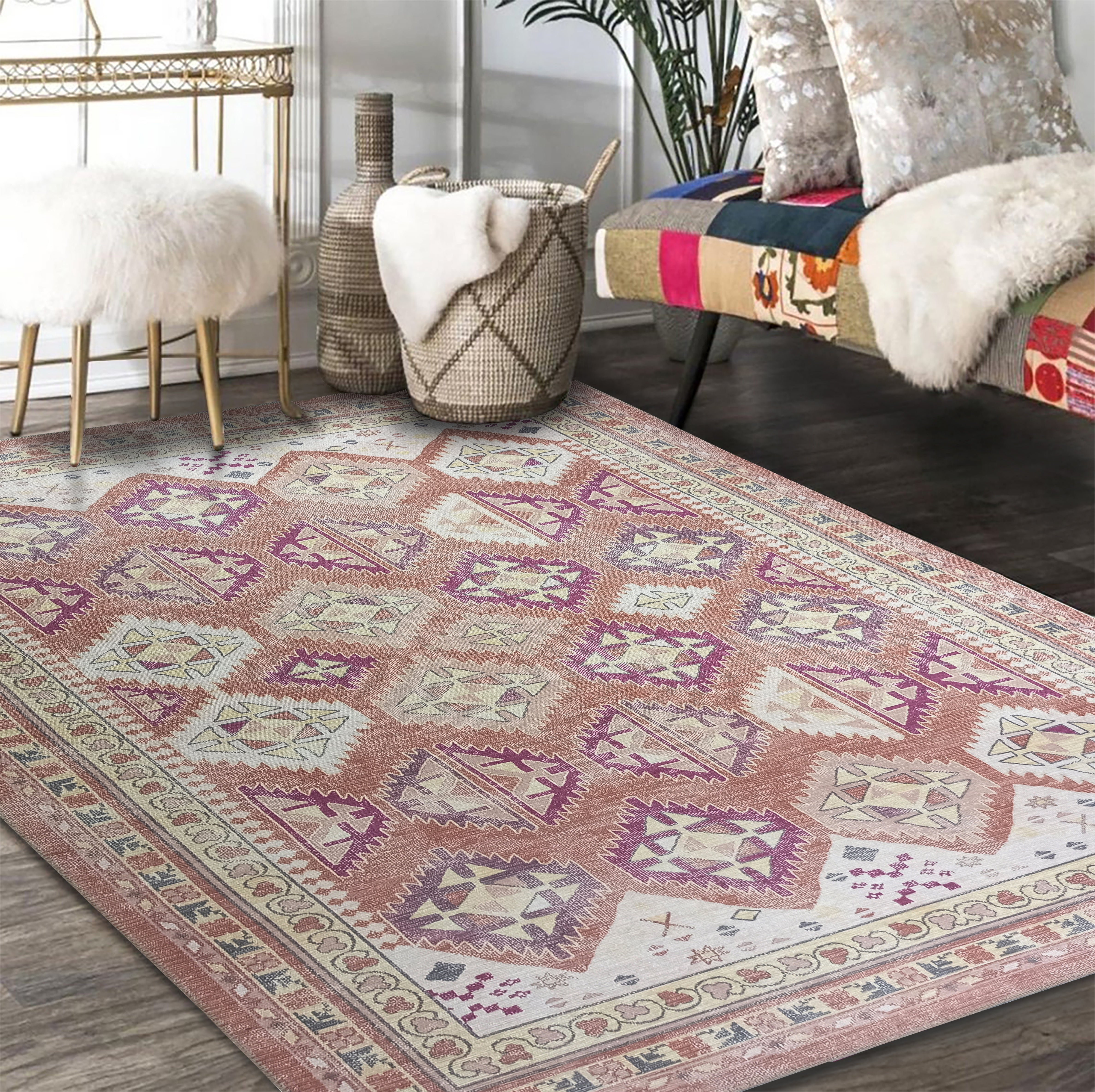 Louane Soft Herki Brown Vintage Rug