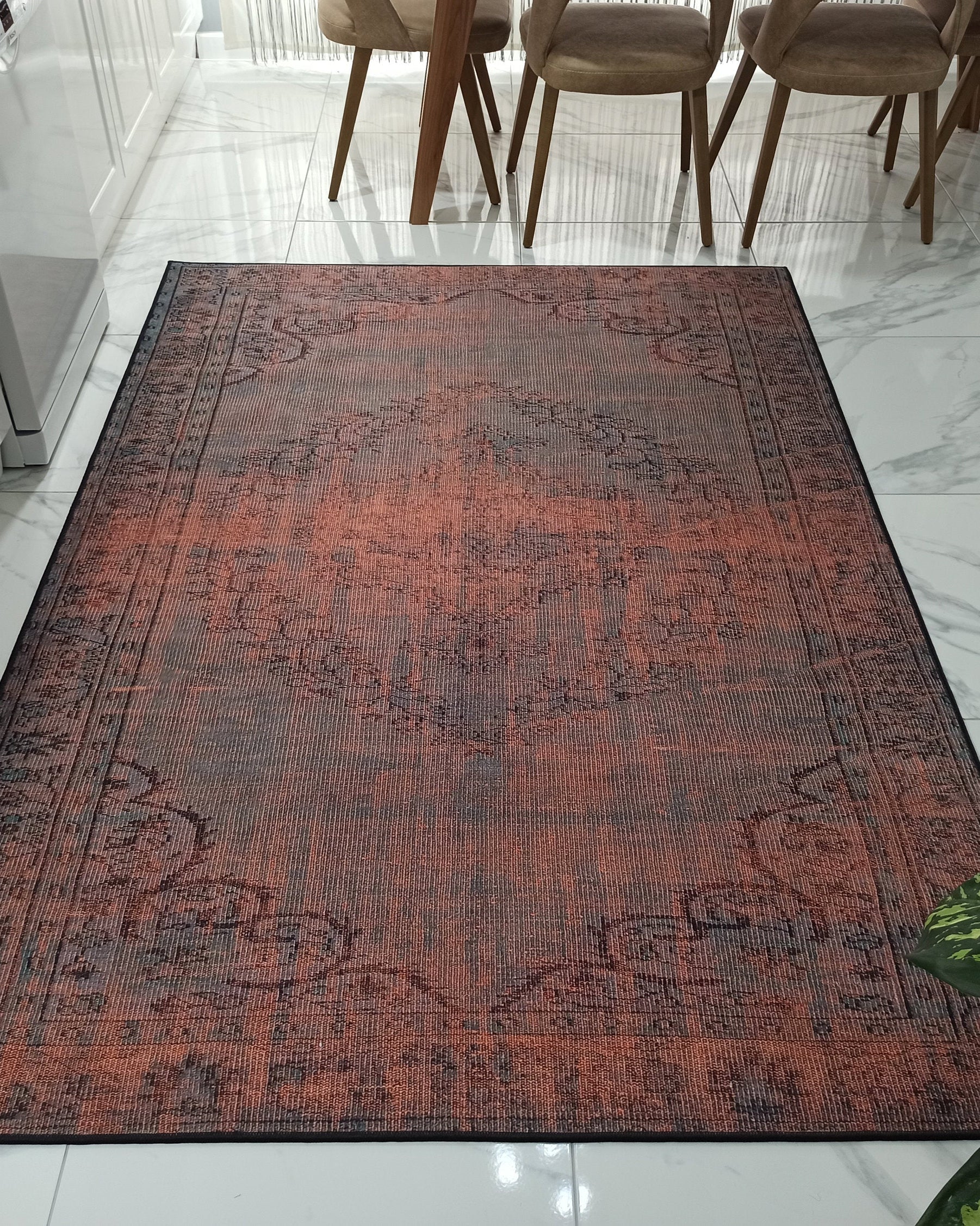 Sofya Rug Oriental Orange Dark Gray Rug