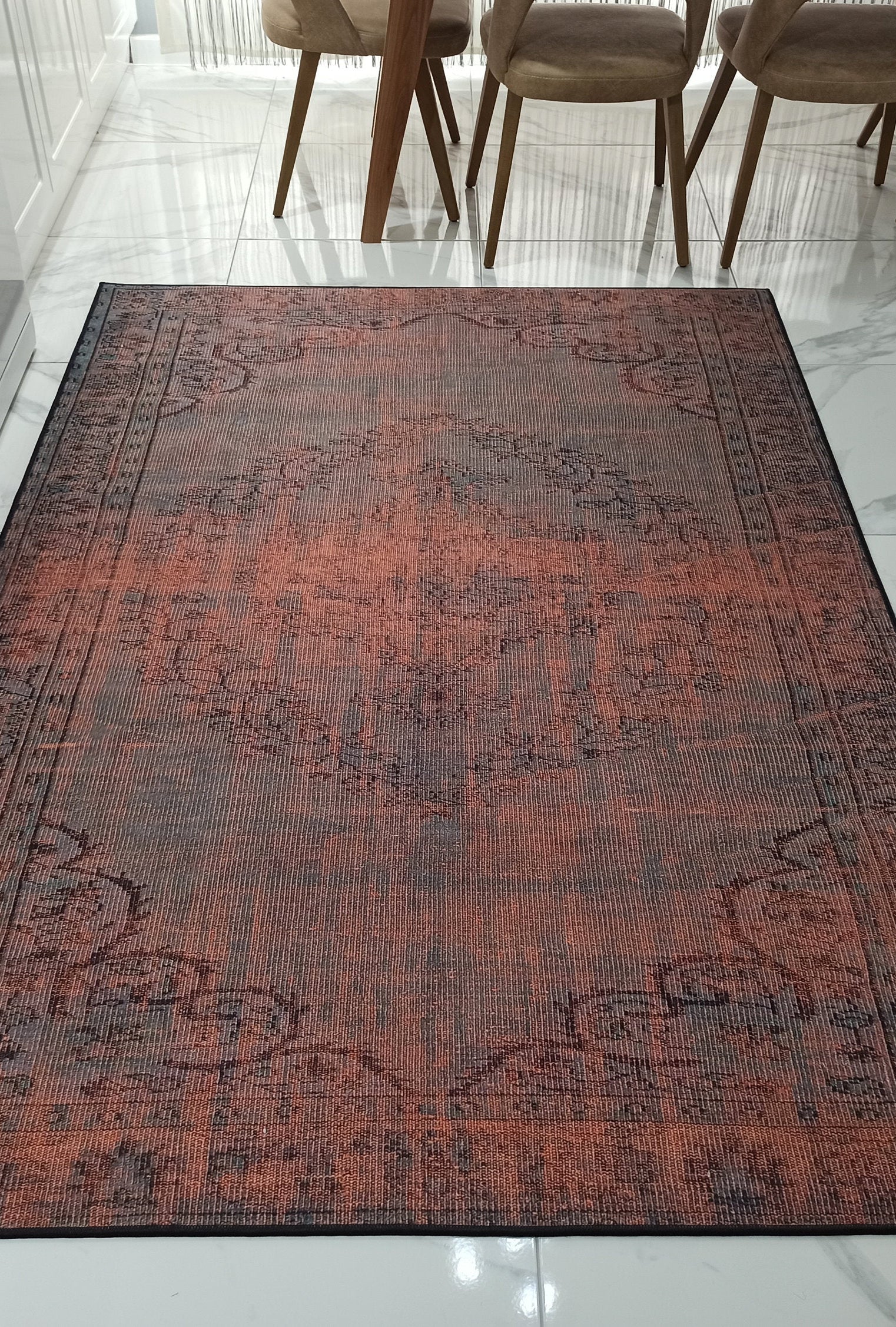 Sofya Rug Oriental Orange Dark Gray Rug
