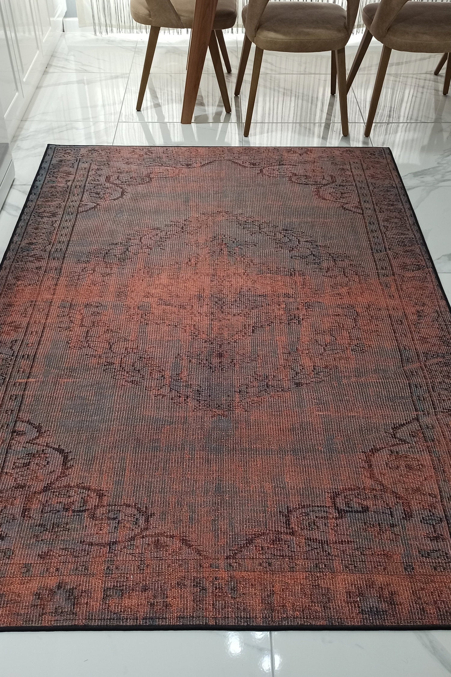 Sofya Rug Oriental Orange Dark Gray Rug
