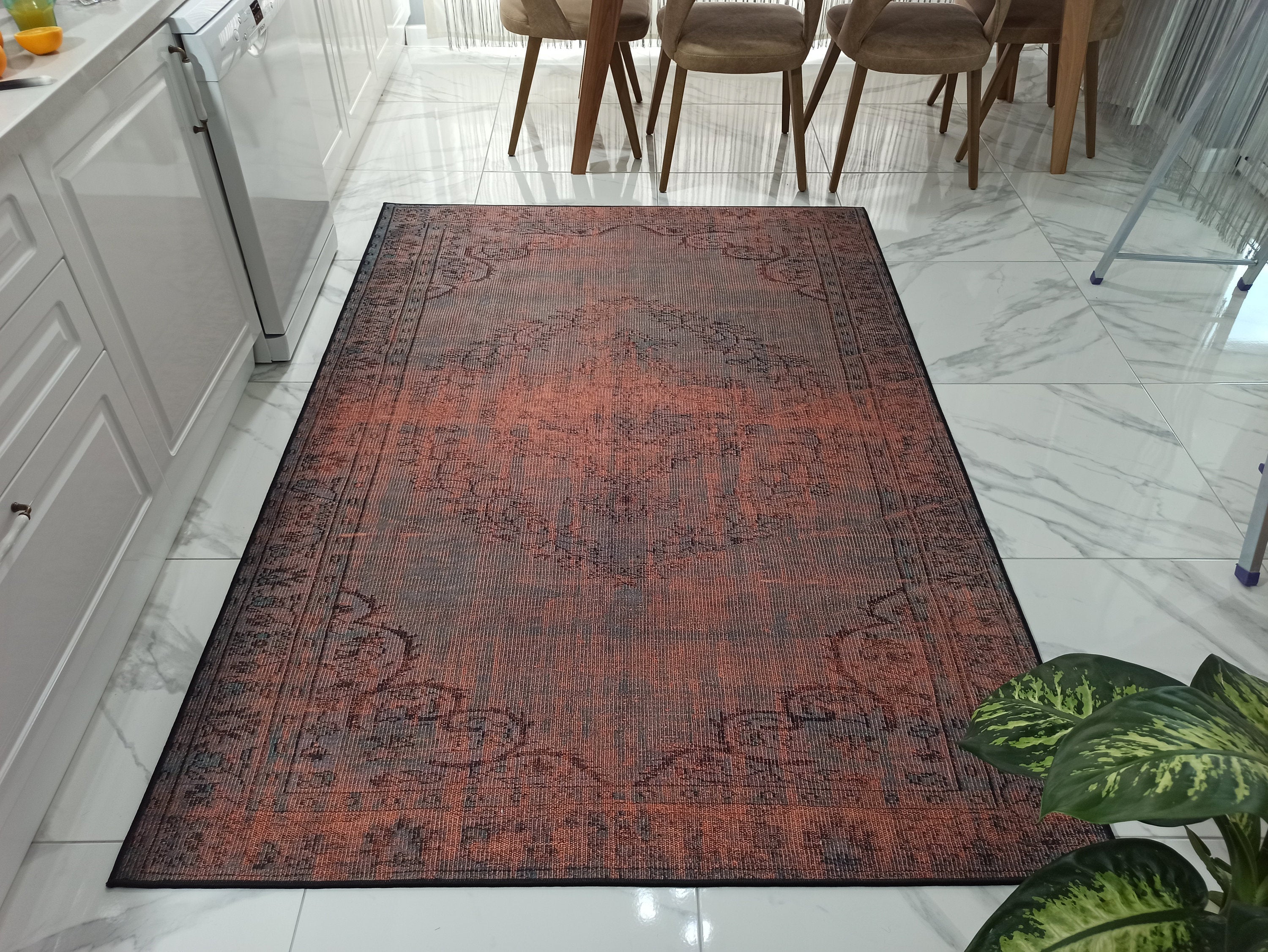 Sofya Rug Oriental Orange Dark Gray Rug