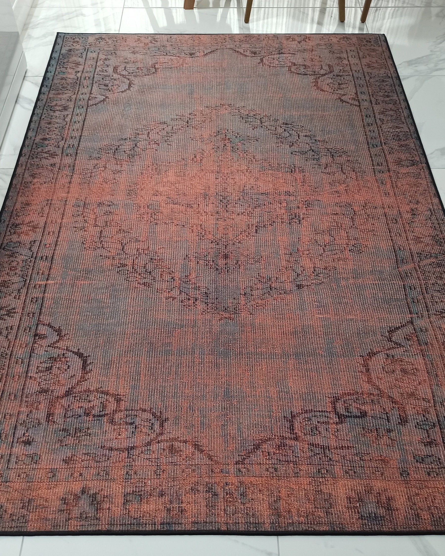 Sofya Rug Oriental Orange Dark Gray Rug